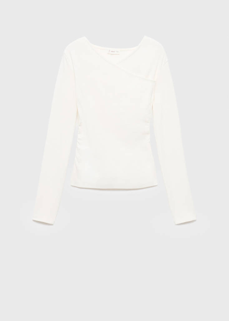Gathered cotton t-shirt — Off White