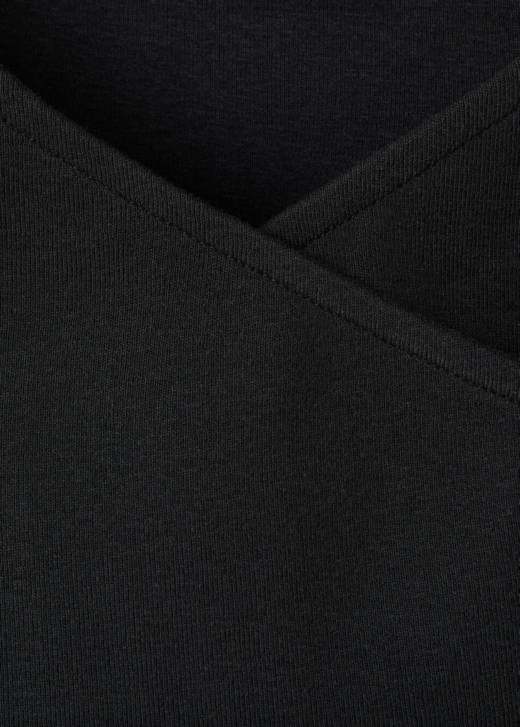 Gathered cotton t-shirt — Black