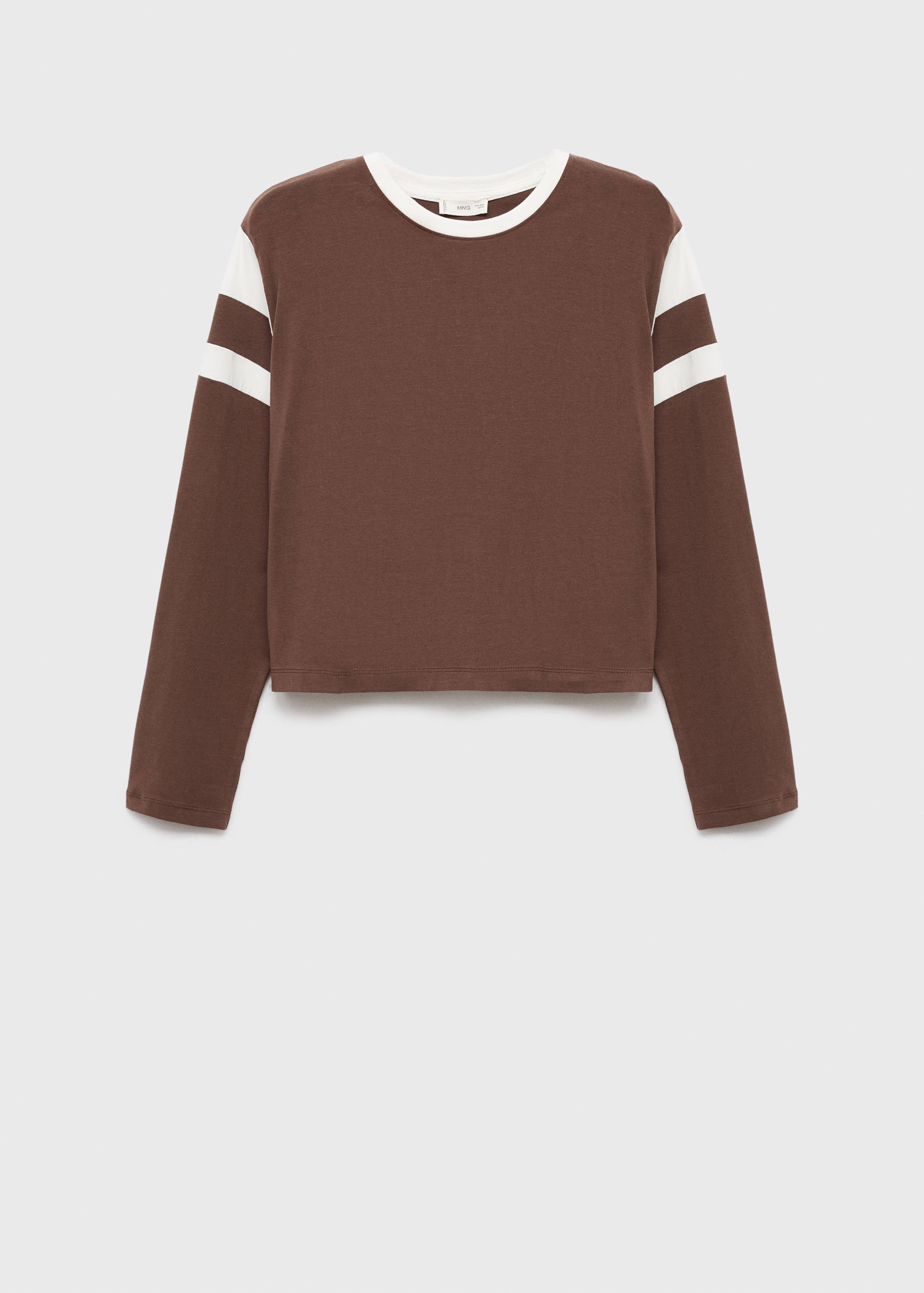 Хлопковая футболка с контрастной горловиной - Изделие без модели