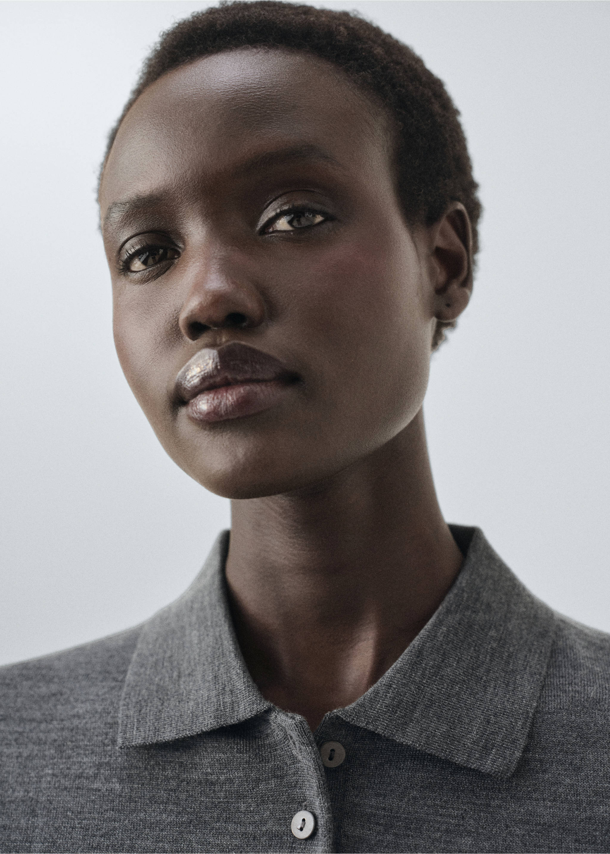 100% merino wool sweater - Details of the article 1, Medium Heather Grey. Ref: 17006360-00.