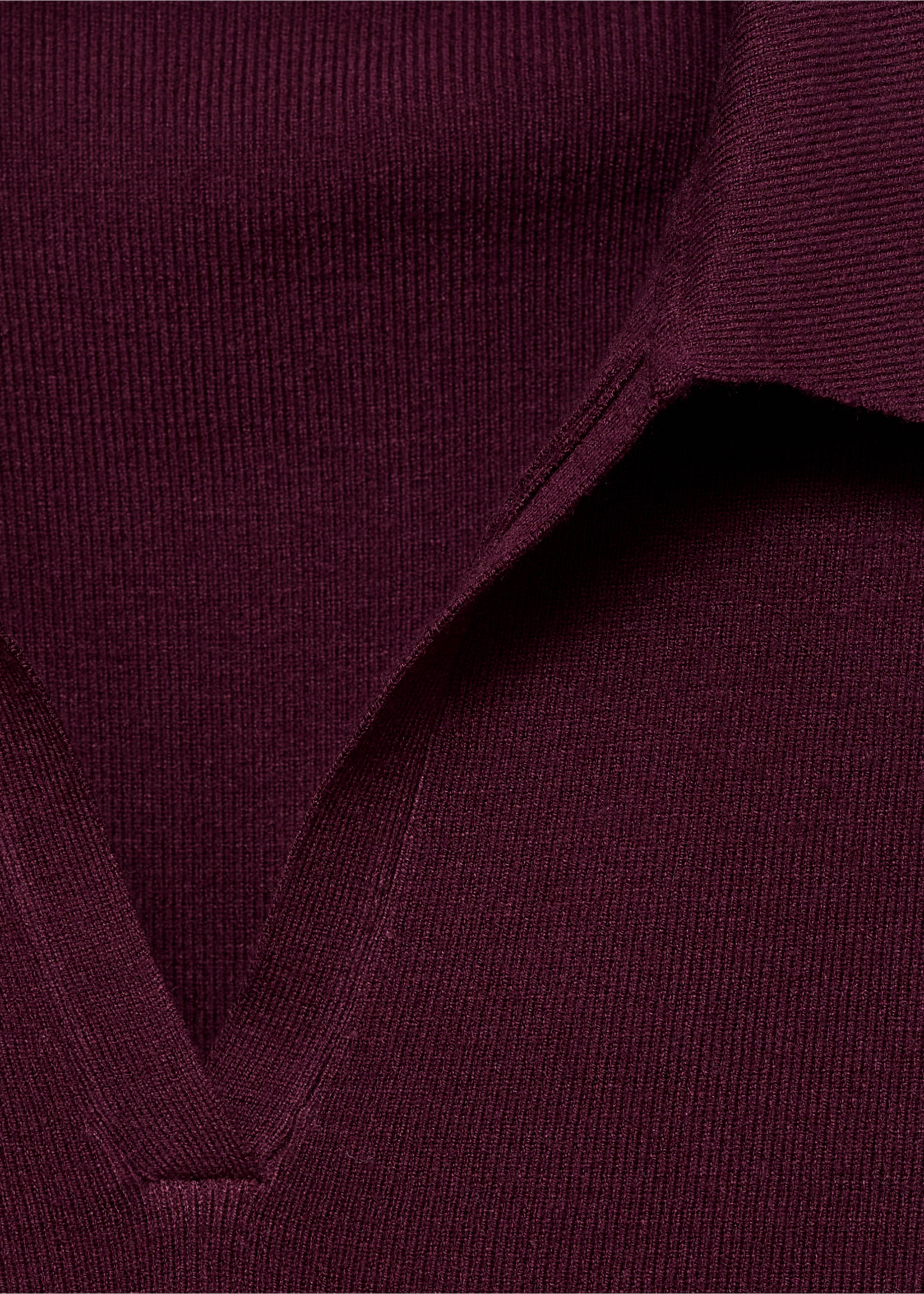 Long-sleeved polo-neck sweater - Details of the article 8, Maroon. Ref: 17006363-00.