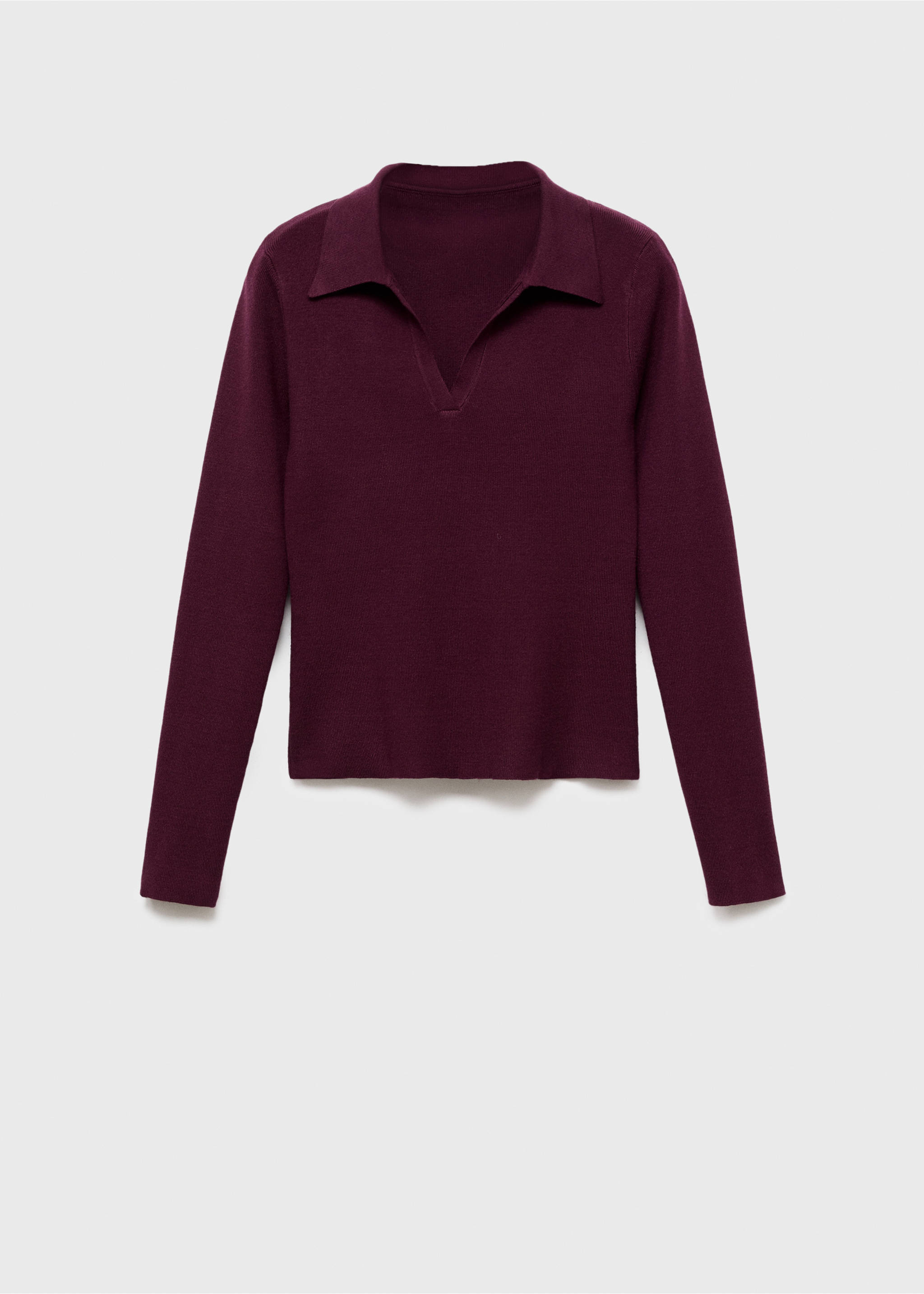 Long-sleeved polo-neck sweater - Article without model, Maroon. Ref: 17006363-00.
