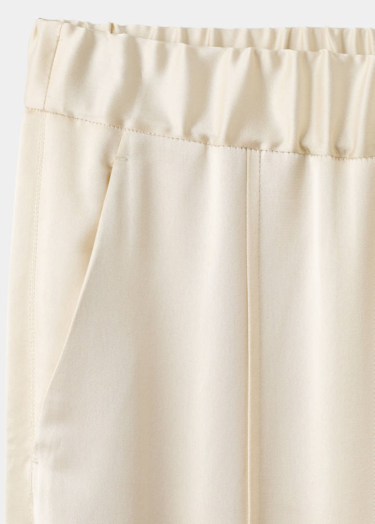Satin trousers with side openings — Vanilla