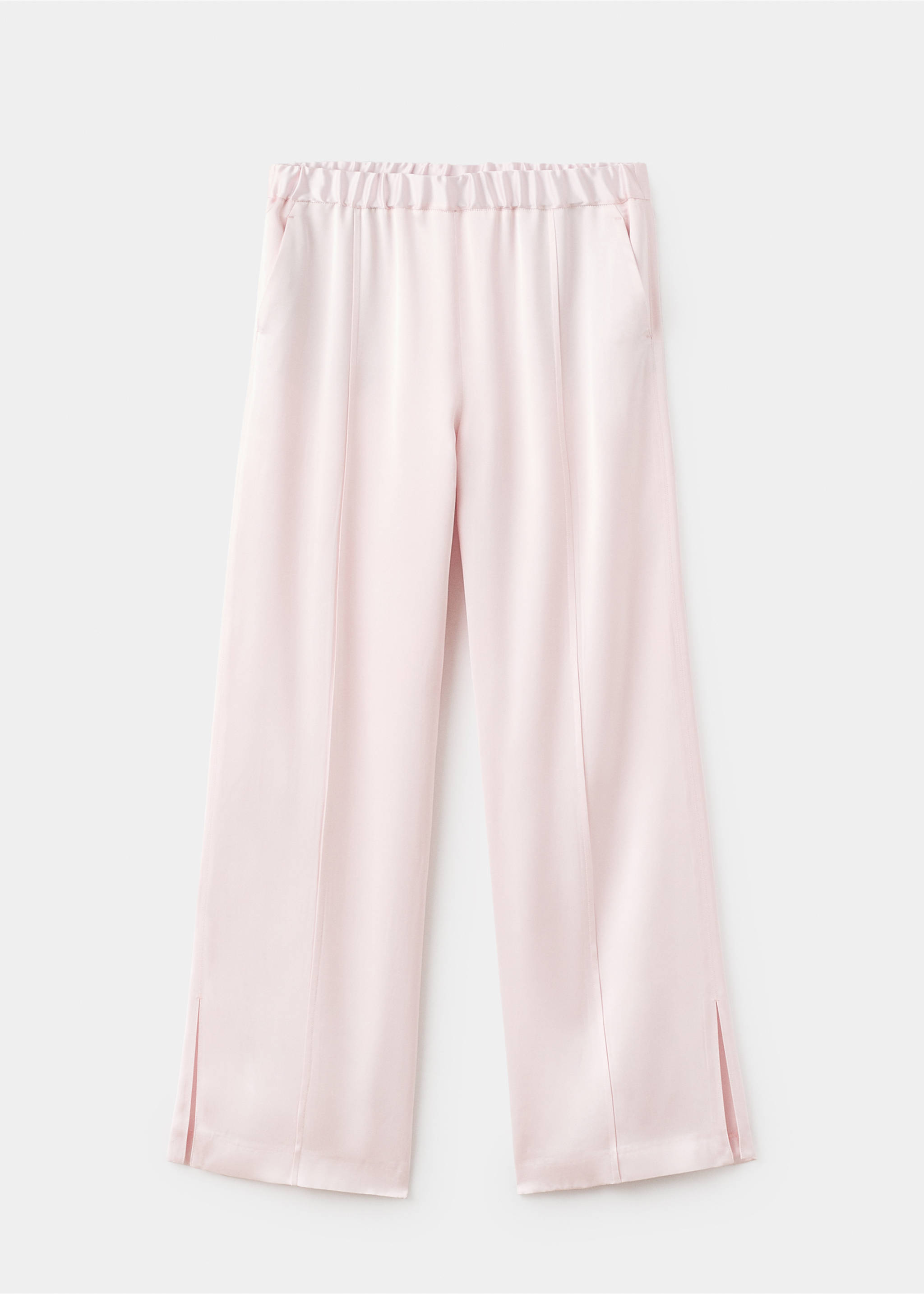 Satin trousers with side openings - Article without model, Pastel Pink. Ref: 17006364-00.