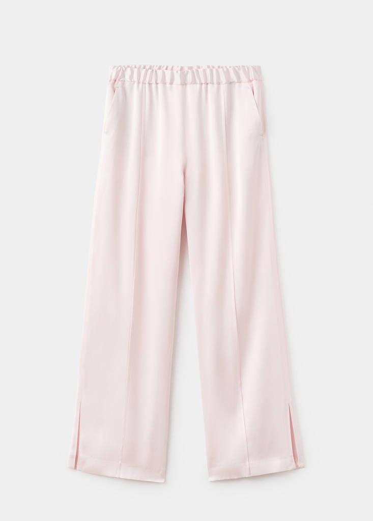 Satin trousers with side openings — Pastel Pink