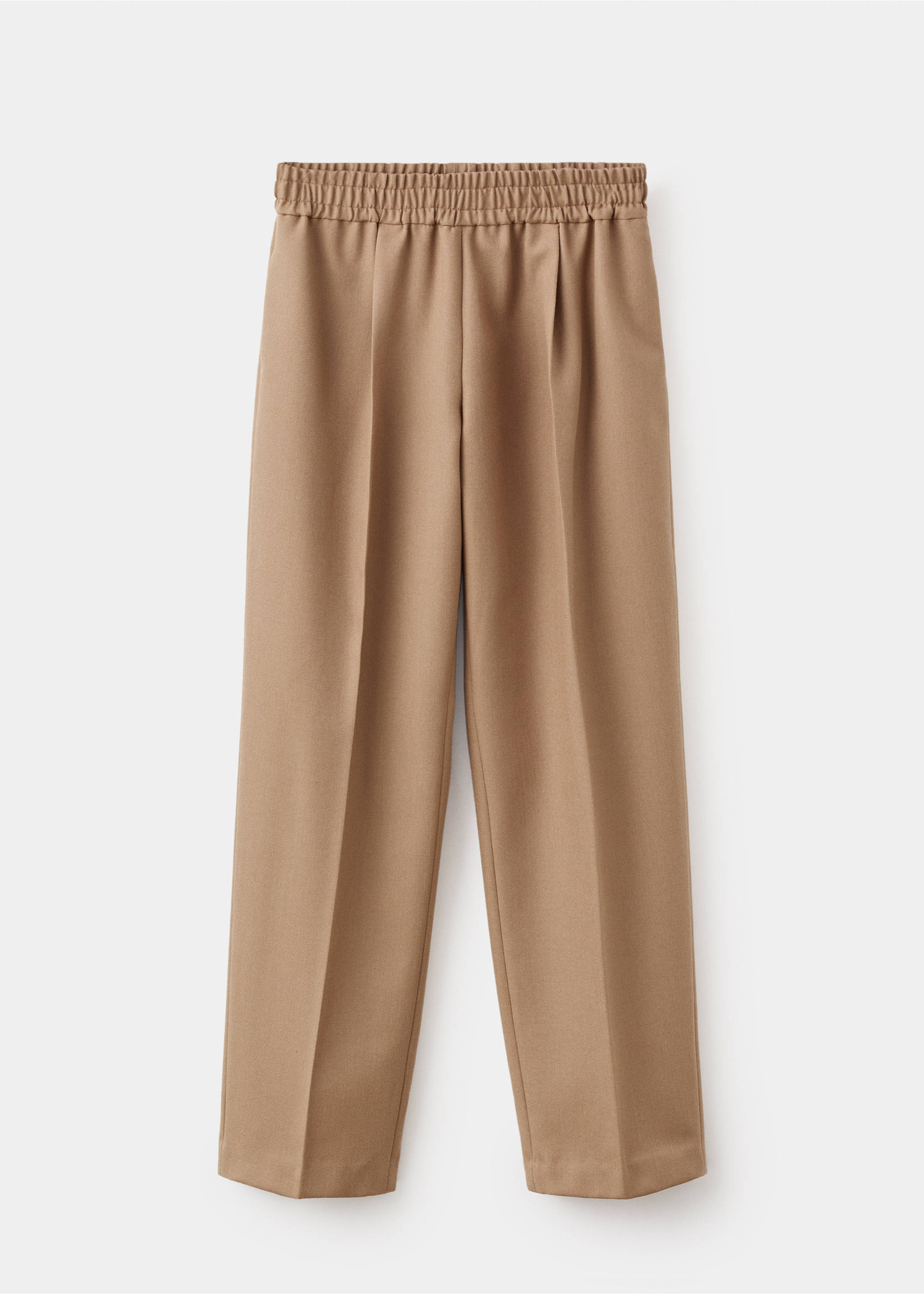 100% wool trousers with elastic waist - Article without model, Medium Brown. Ref: 17006365-00.