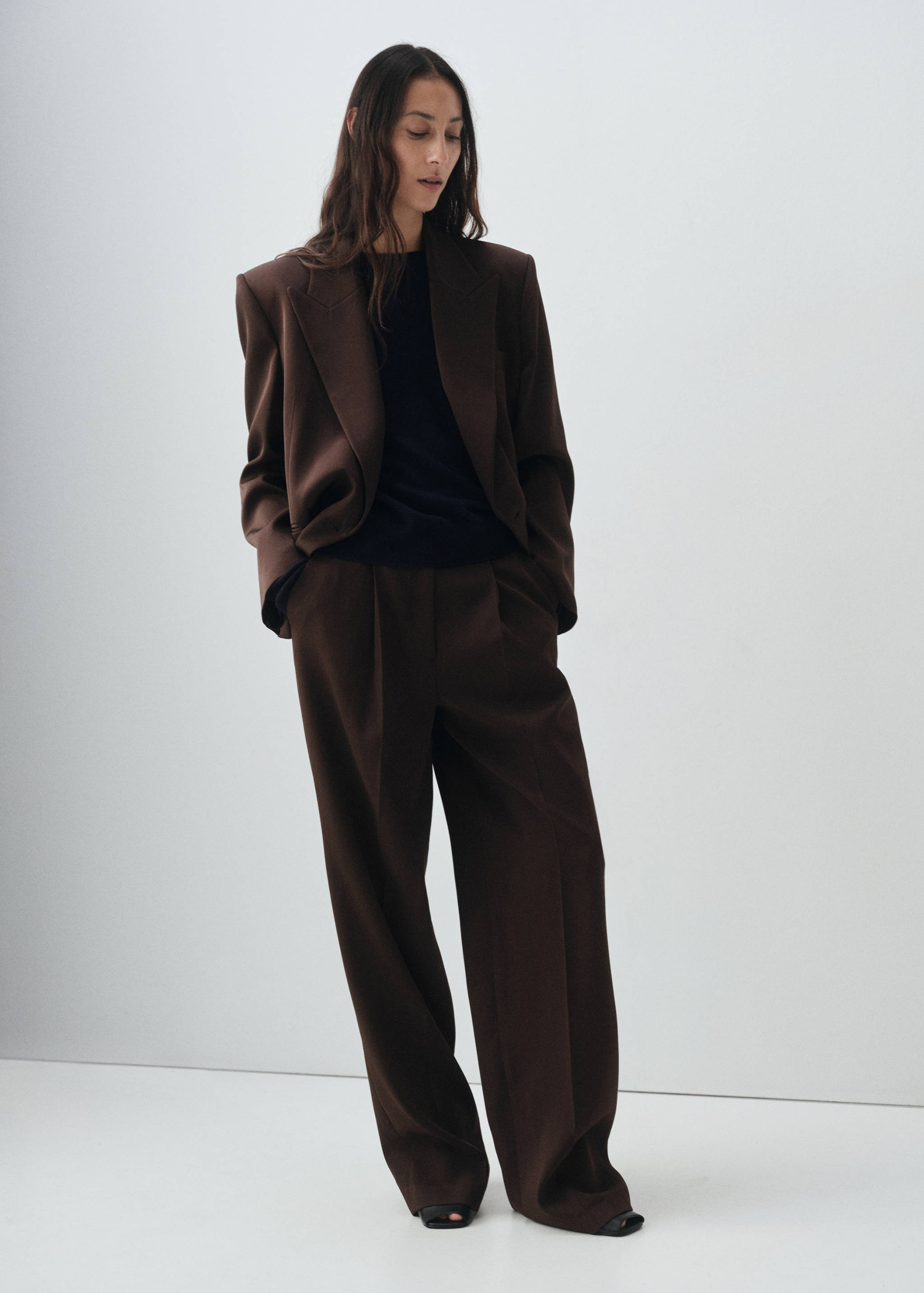 Pleated straight-leg suit pants - General plane