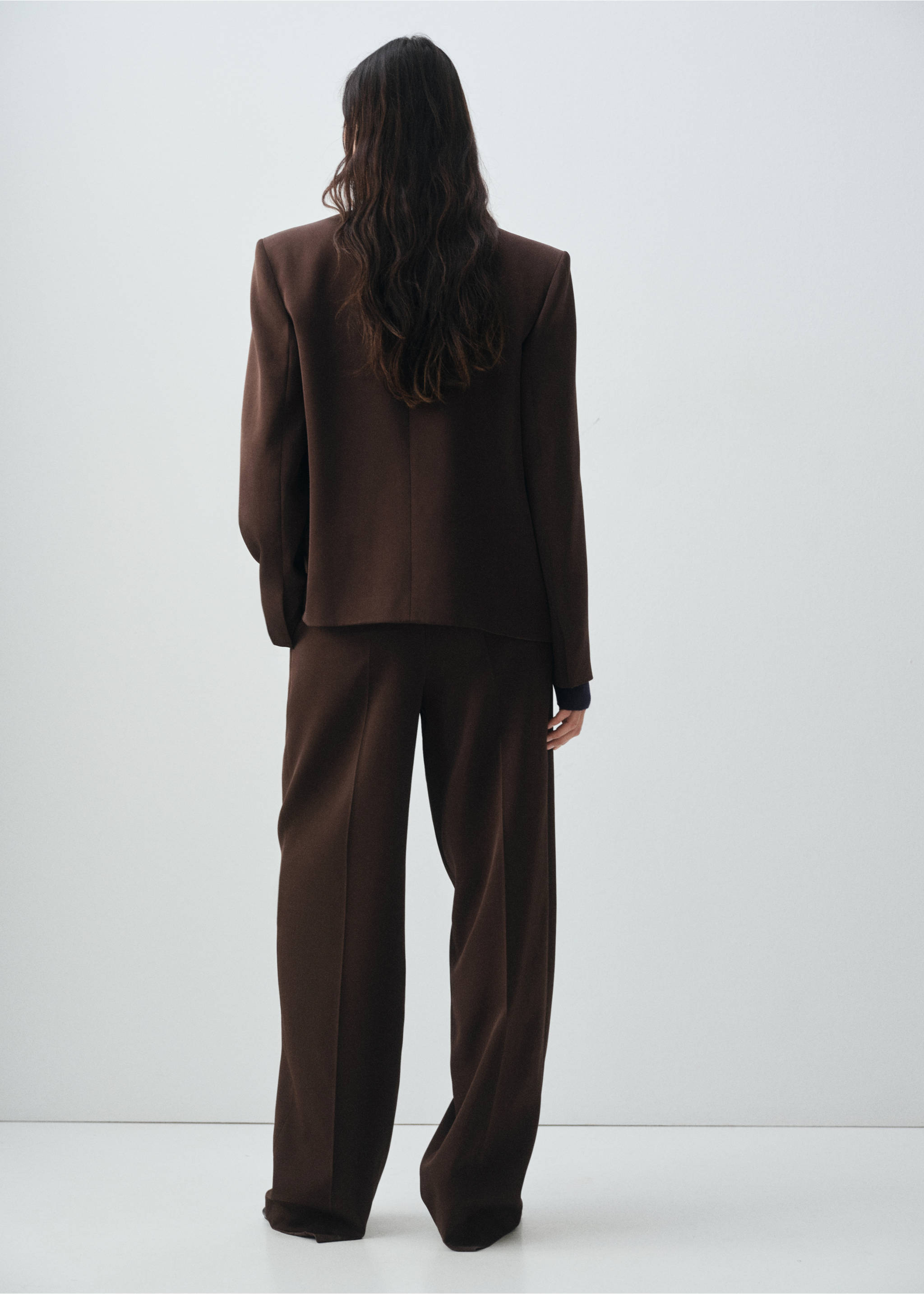 Pleated straight-leg suit trousers - Reverse of the article, Chocolate. Ref: 17006367-00.