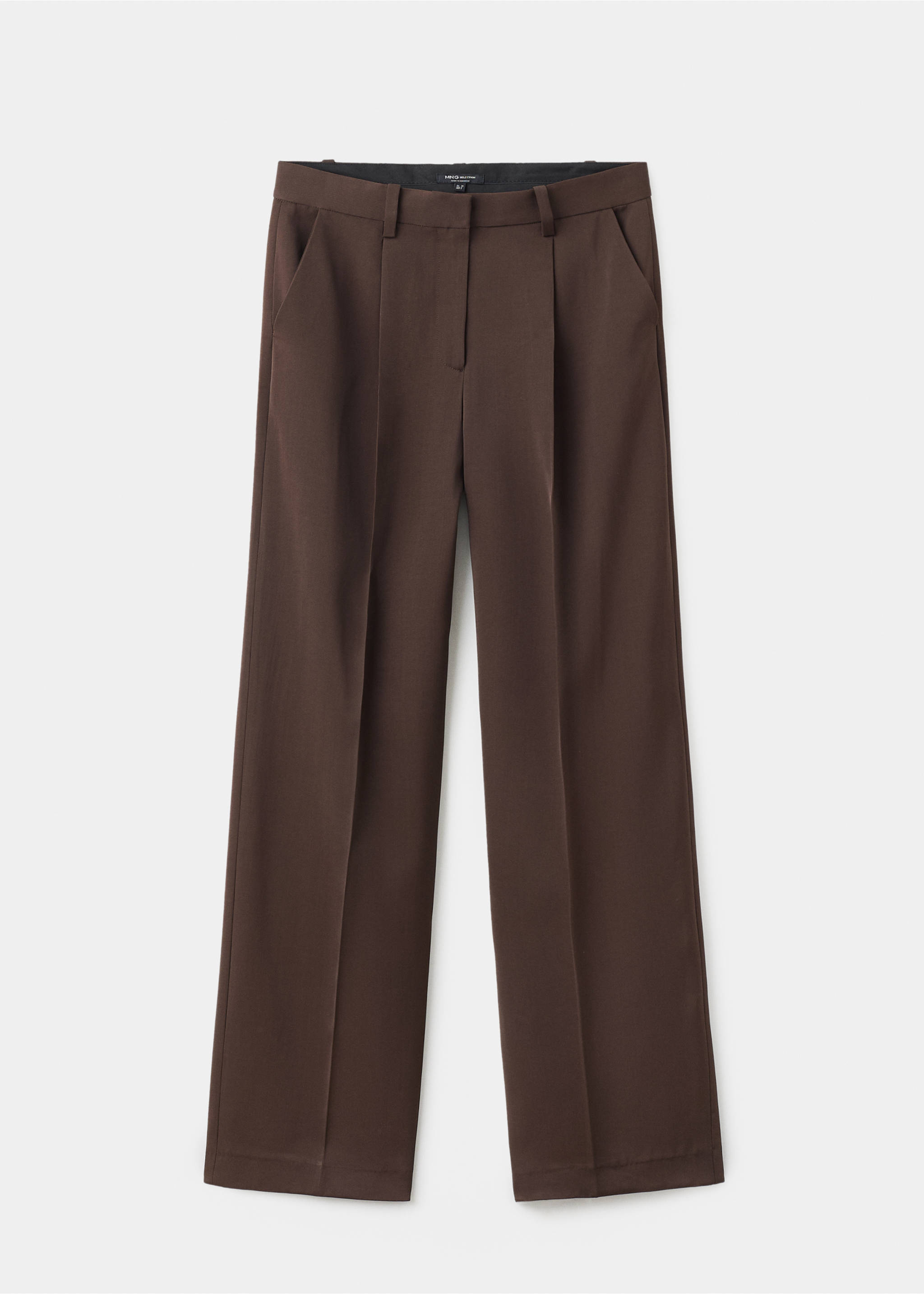 Pantalon de costume droit à pinces - Article sans modèle, Chocolat. Ref: 17006367-00.
