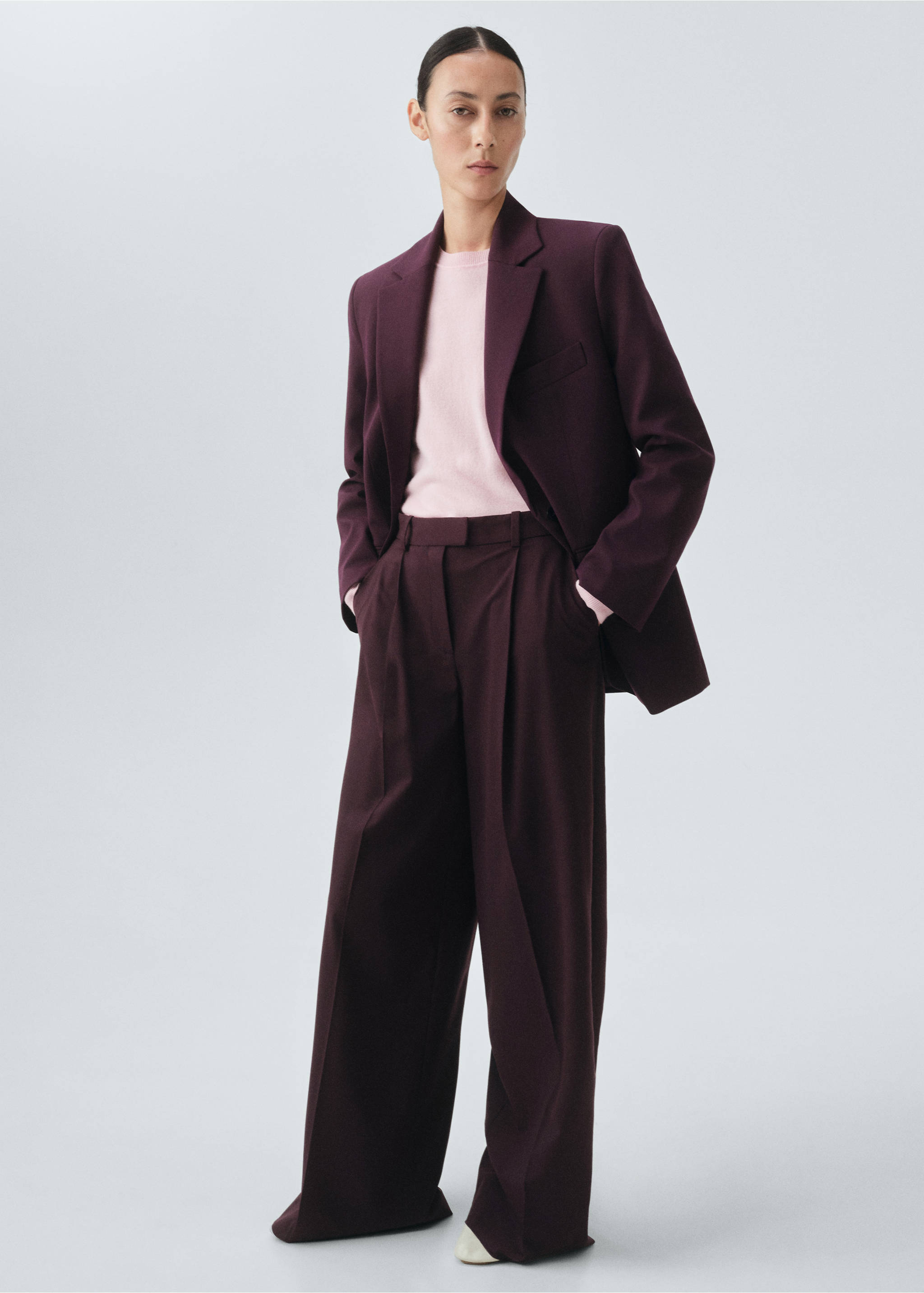 Straight wool suit trousers - General plane, Maroon. Ref: 17006368-00.
