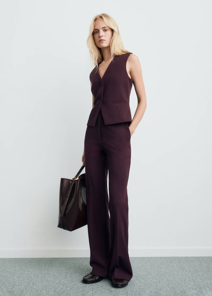 Mid-rise flare trousers — Plum