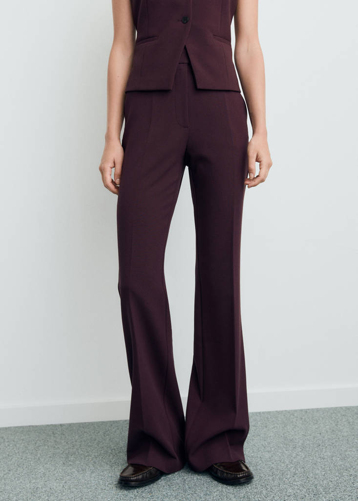 Mid-rise flare trousers — Plum