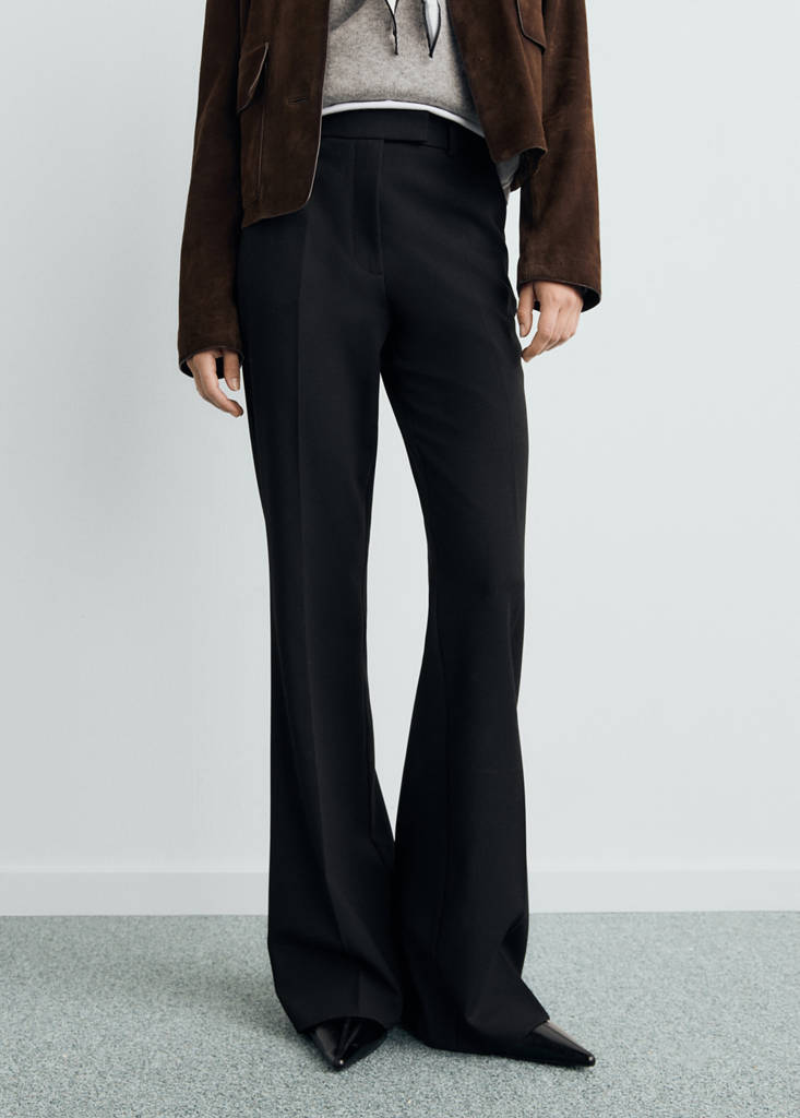 Mid-rise flare trousers — Black