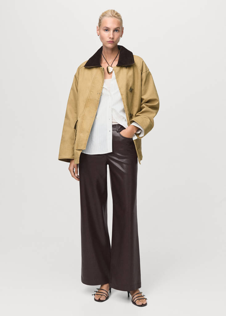Straight-leg faux-leather trousers — Maroon