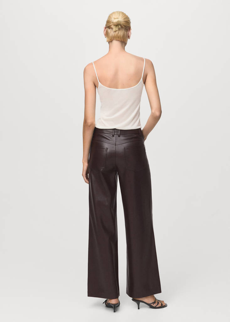 Straight-leg faux-leather trousers — Maroon