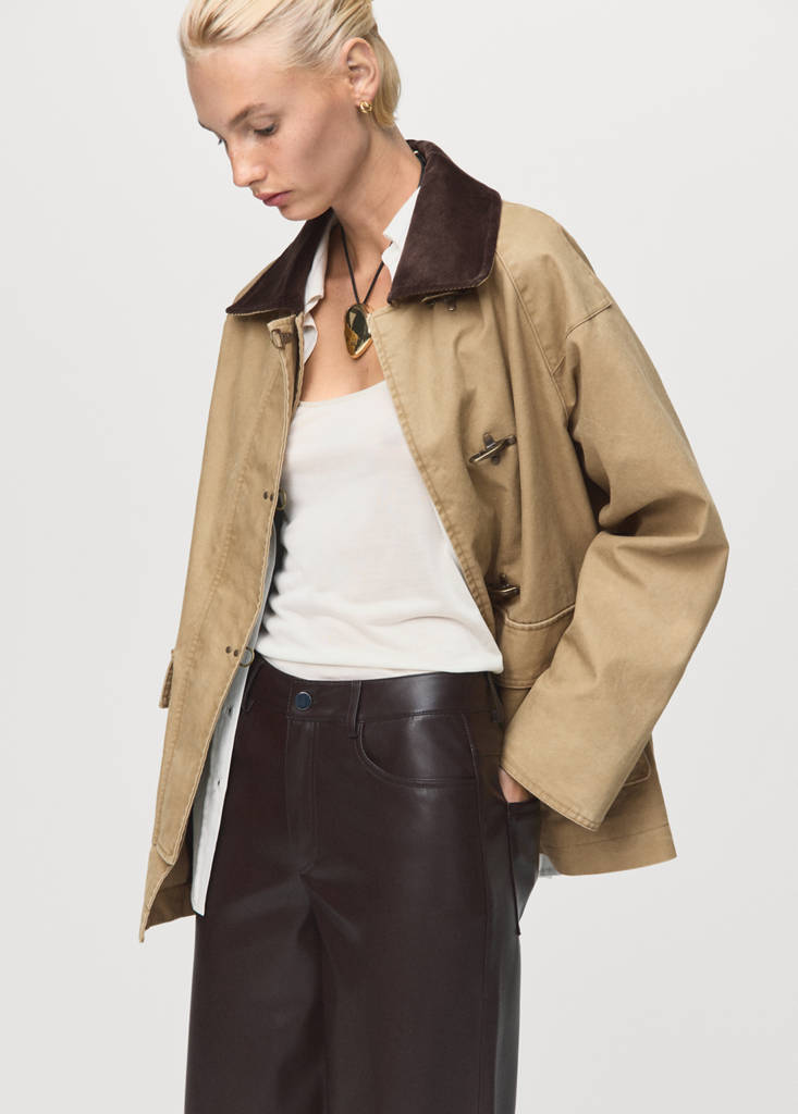 Straight-leg faux-leather trousers — Maroon