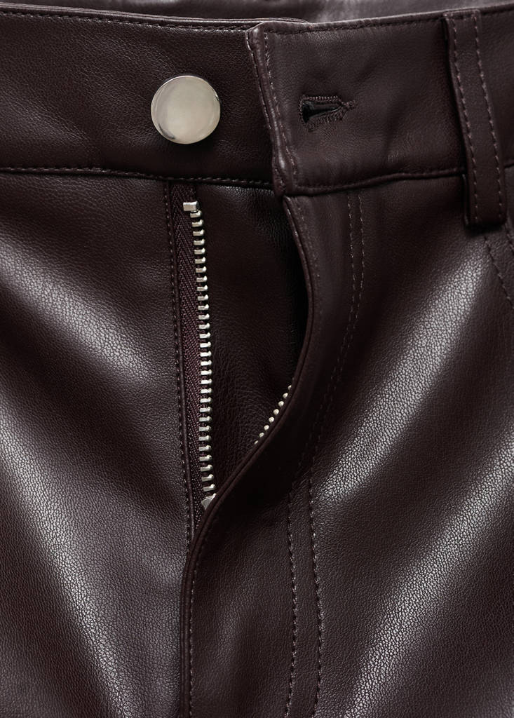 Straight-leg faux-leather trousers — Maroon