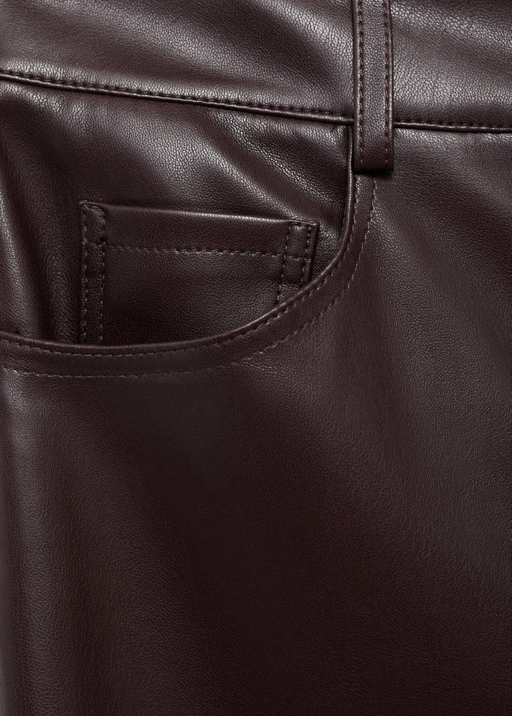 Straight-leg faux-leather trousers — Maroon