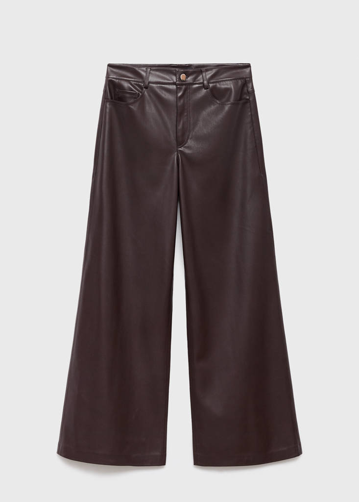 Straight-leg faux-leather trousers — Maroon