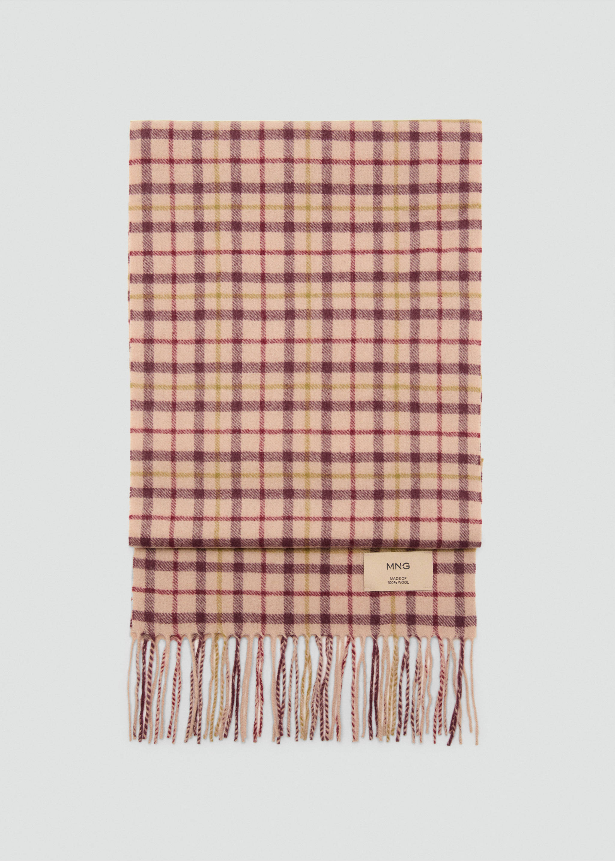 Écharpe laine carreaux - Article sans modèle, Bordeaux. Ref: 17006739-00.