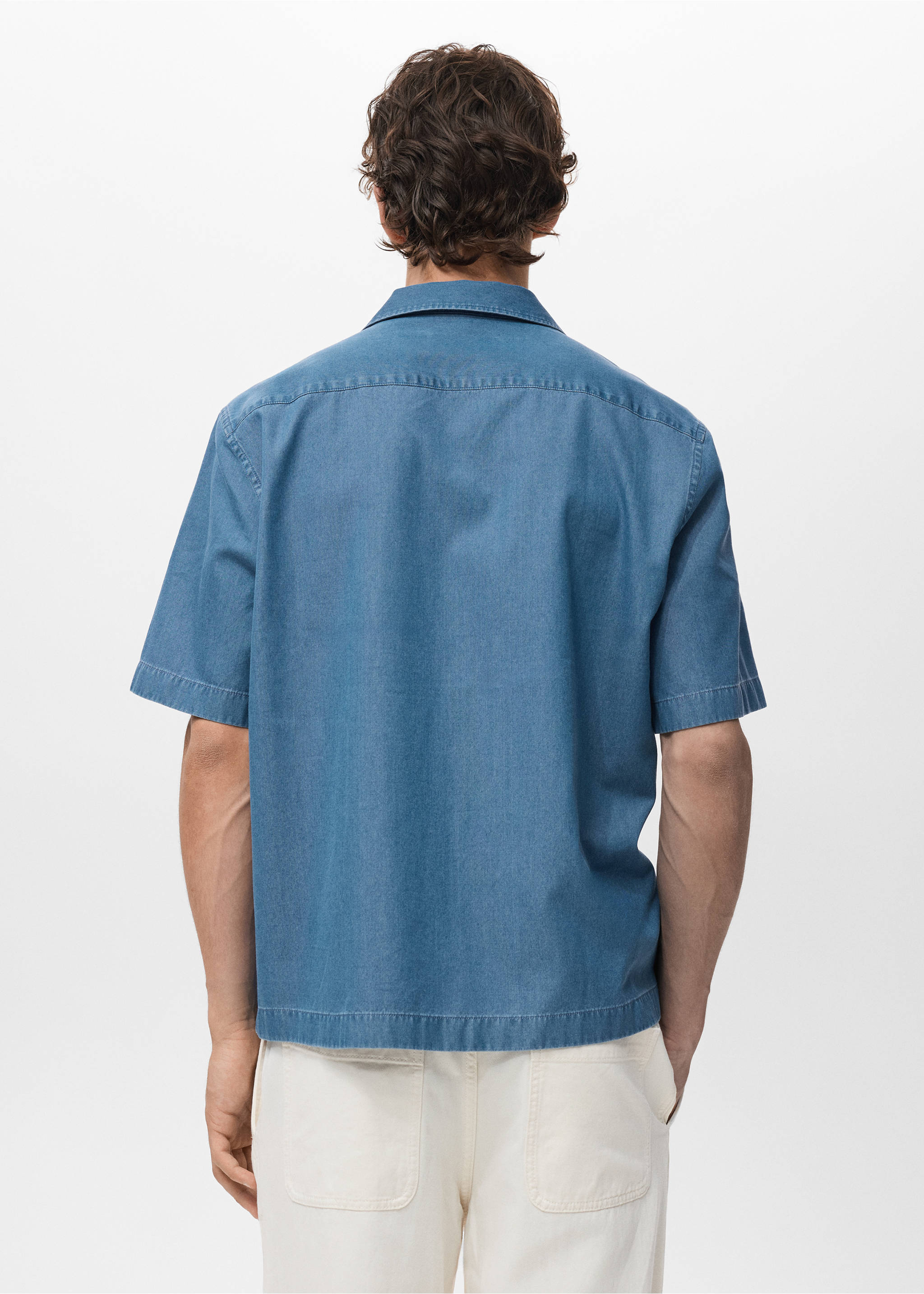 Camisa vaquera 100% algodón - Reverso del artículo, Azul indigo. Ref: 17006742-00.