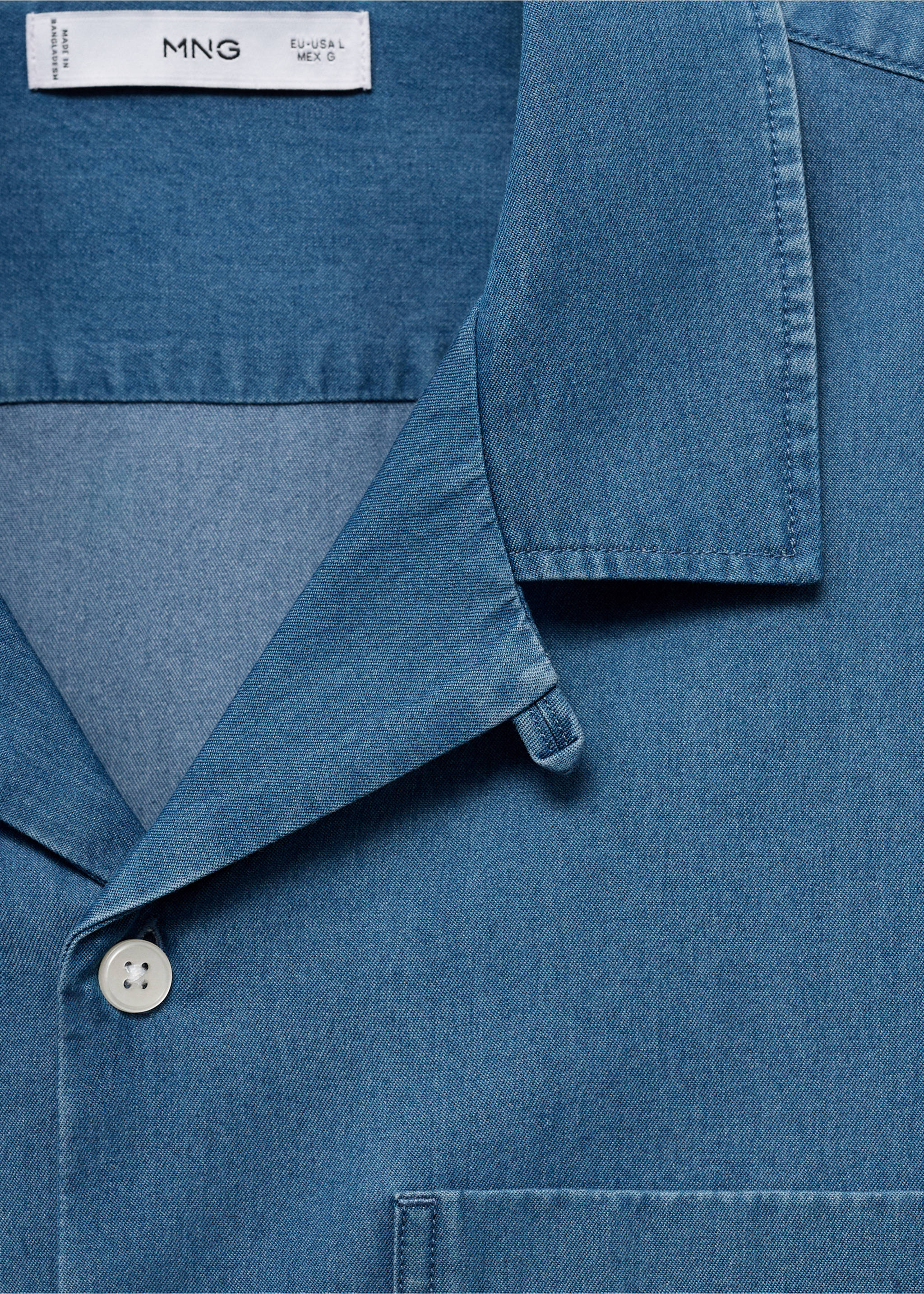 Camisa vaquera 100% algodón - Detalle del artículo 8, Azul indigo. Ref: 17006742-00.