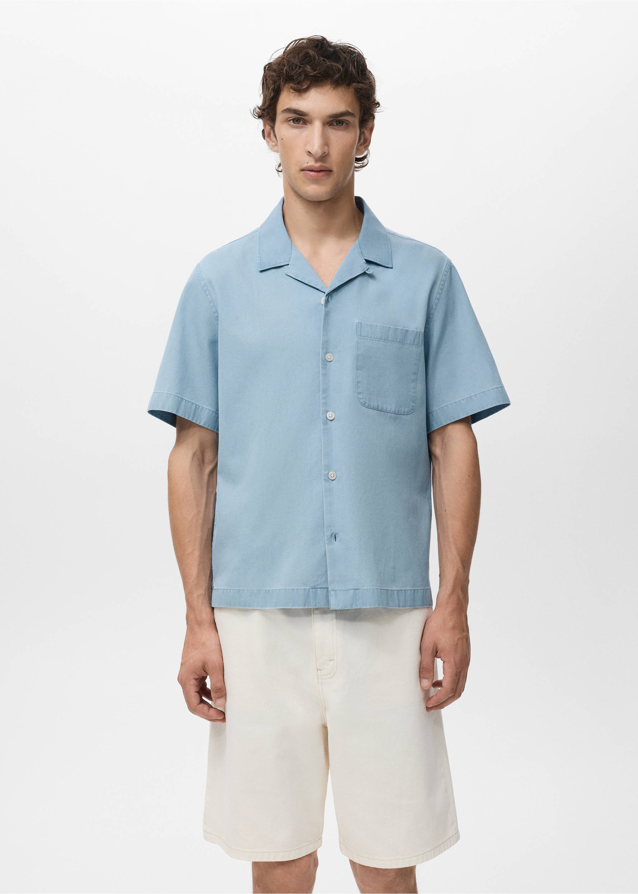 Camisa vaquera 100% algodón - Plano medio, Azul claro. Ref: 17006742-00.