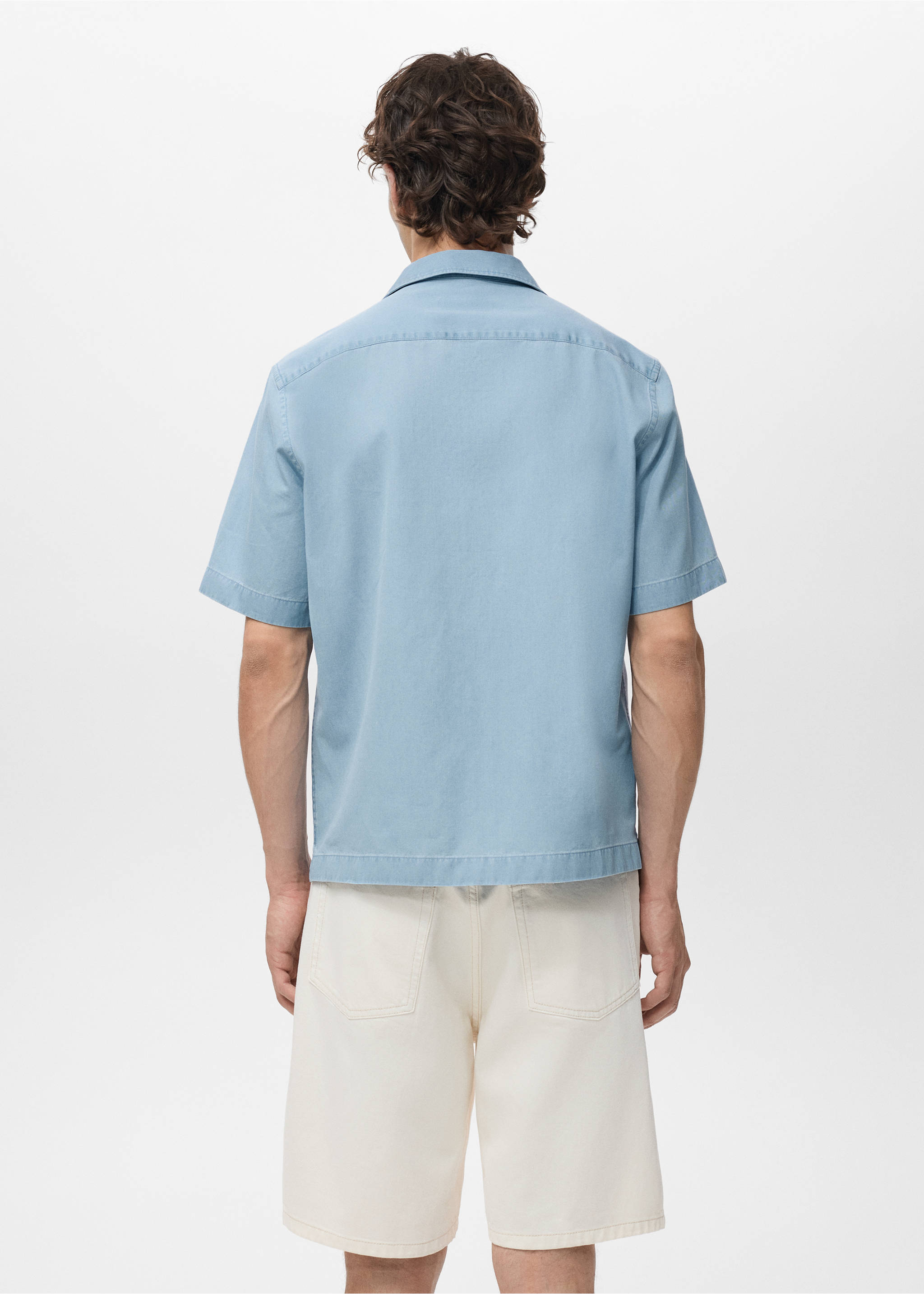Camisa vaquera 100% algodón - Reverso del artículo, Azul claro. Ref: 17006742-00.