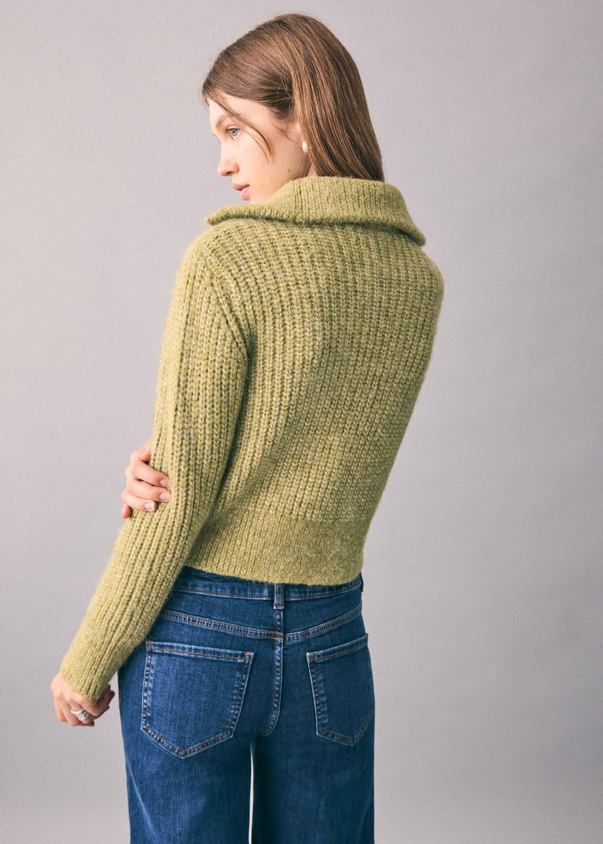 Knitted sweater with perkins neck - Reverse of the article