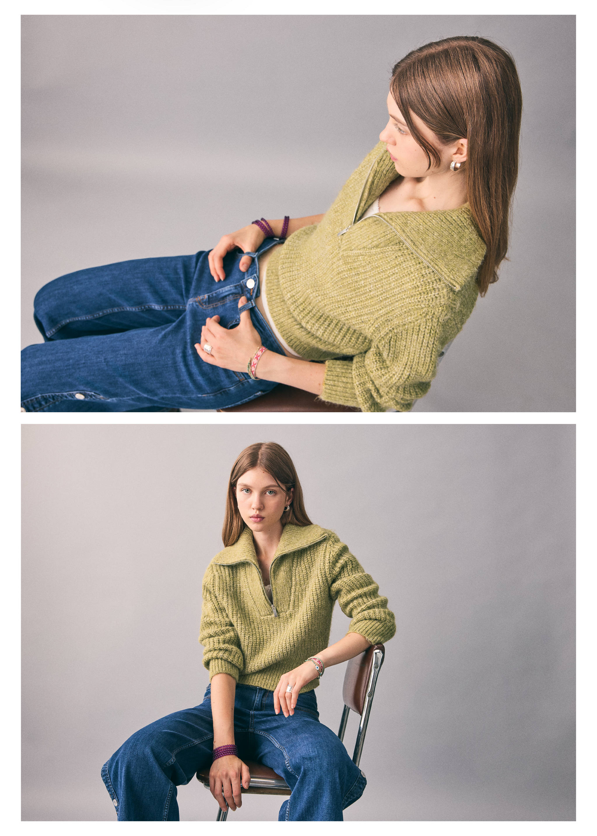 Knitted sweater with perkins neck - Panoramic plane