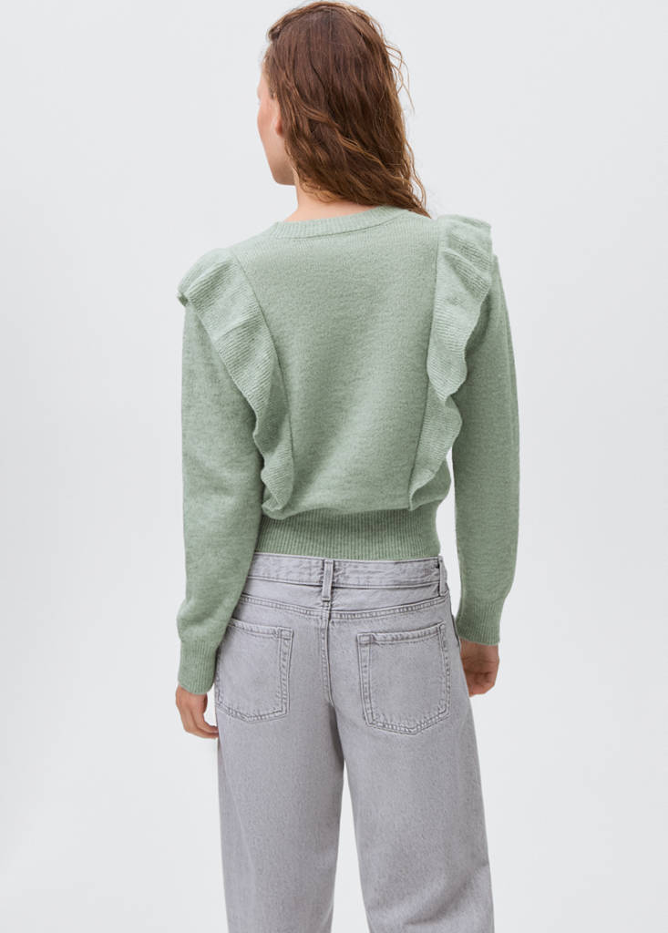 Ruffle knitted sweater — Green