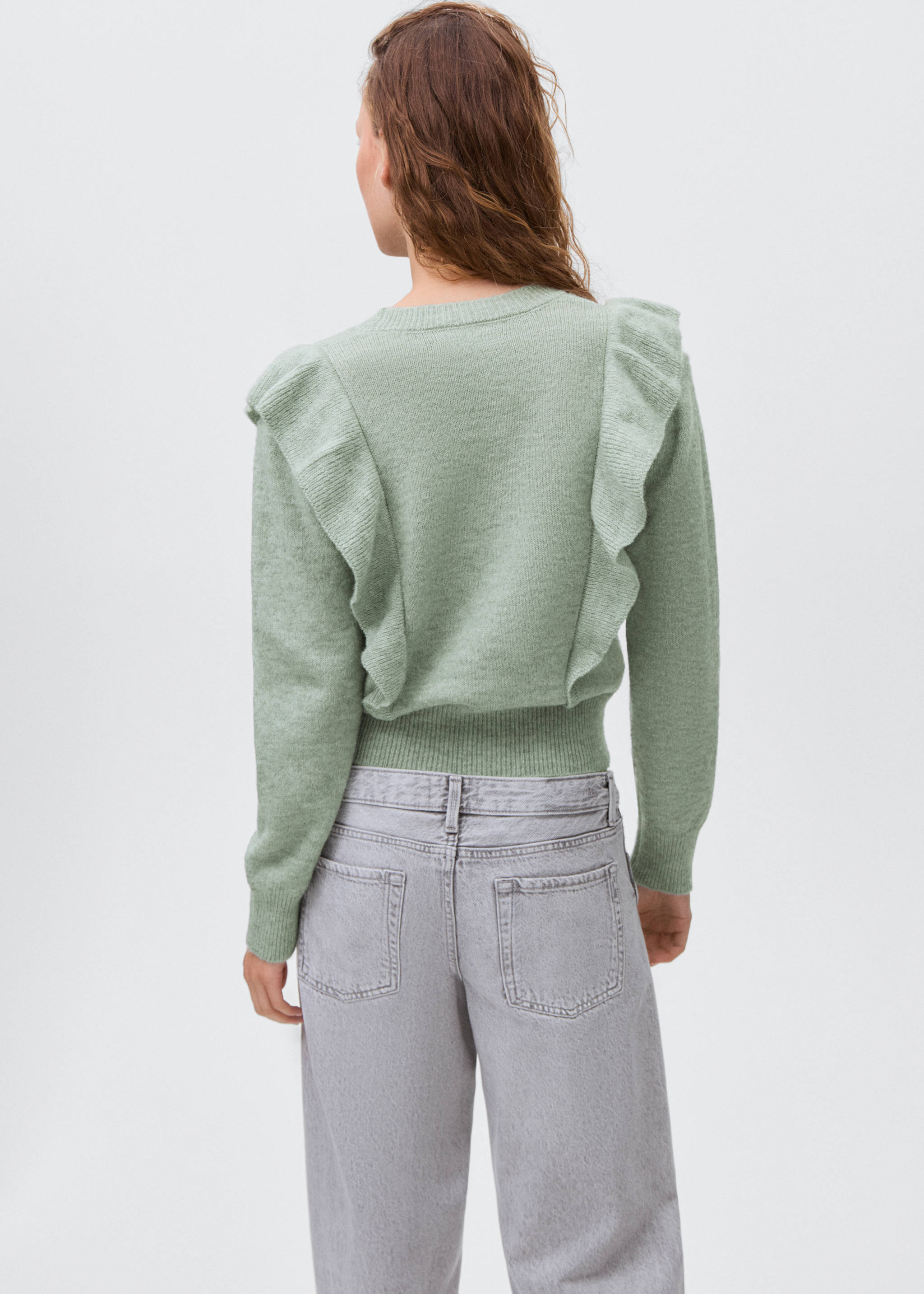 Трикотажный джемпер с воланами - Обратная сторона изделия