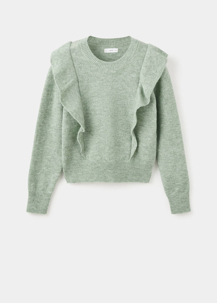 Ruffle knitted sweater — Green