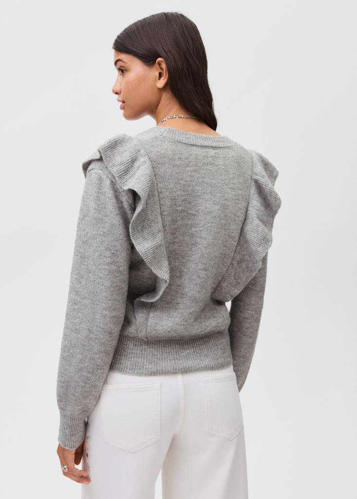 Ruffle knitted sweater — Medium Heather Grey
