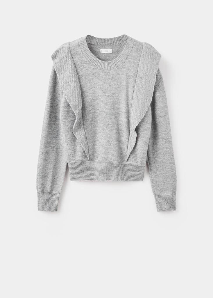 Ruffle knitted sweater — Medium Heather Grey