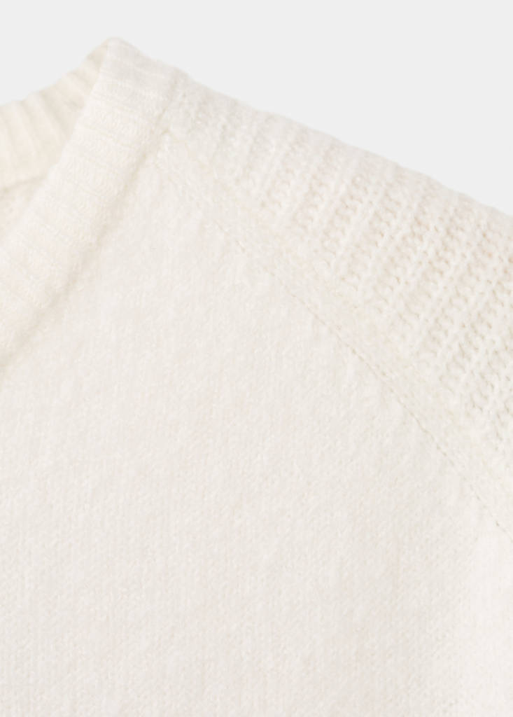 Long-sleeve knitted sweater — White