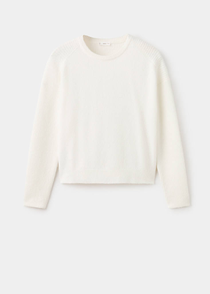 Long-sleeve knitted sweater — White