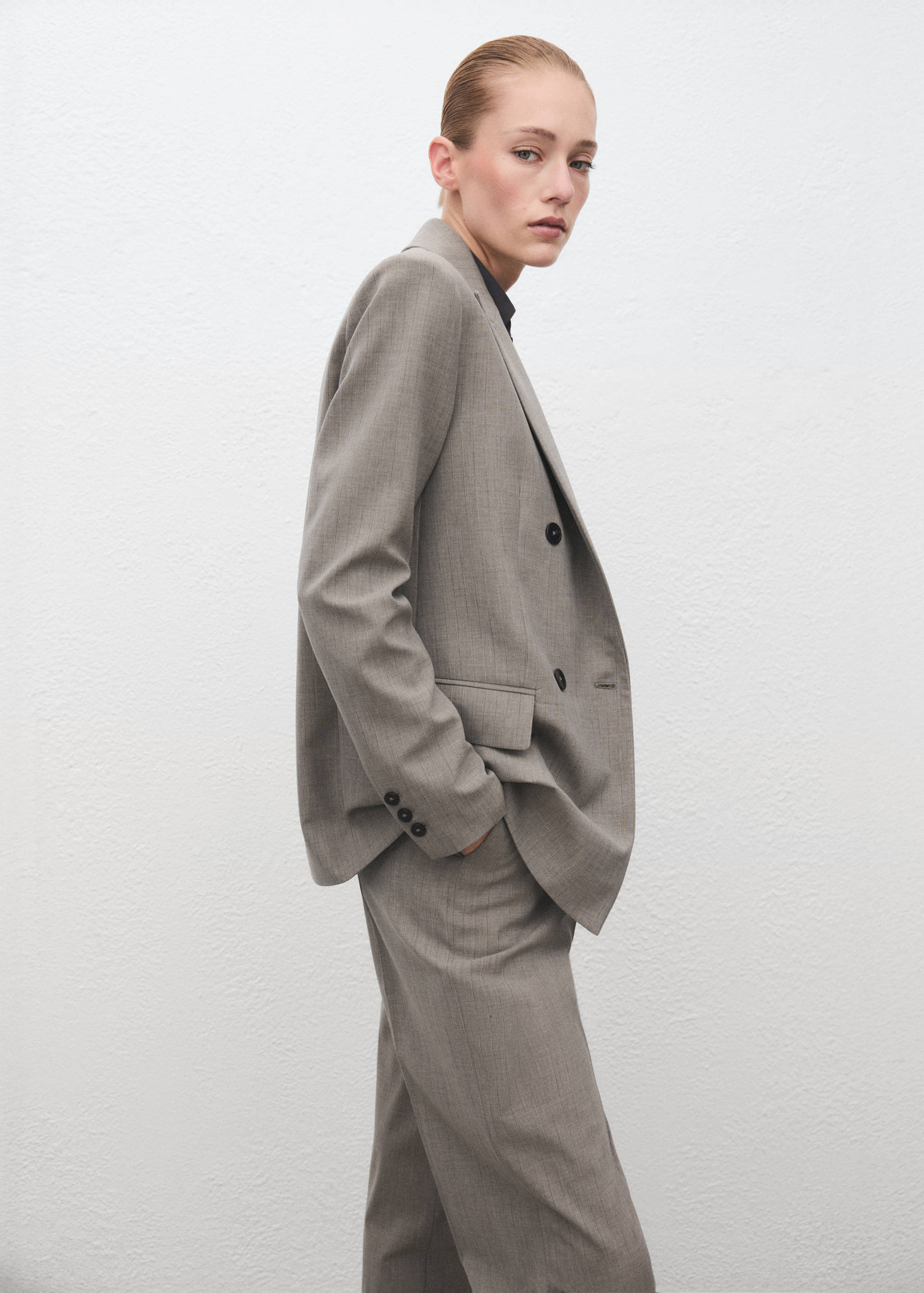 Double-breasted wool blend blazer - Details of the article 2