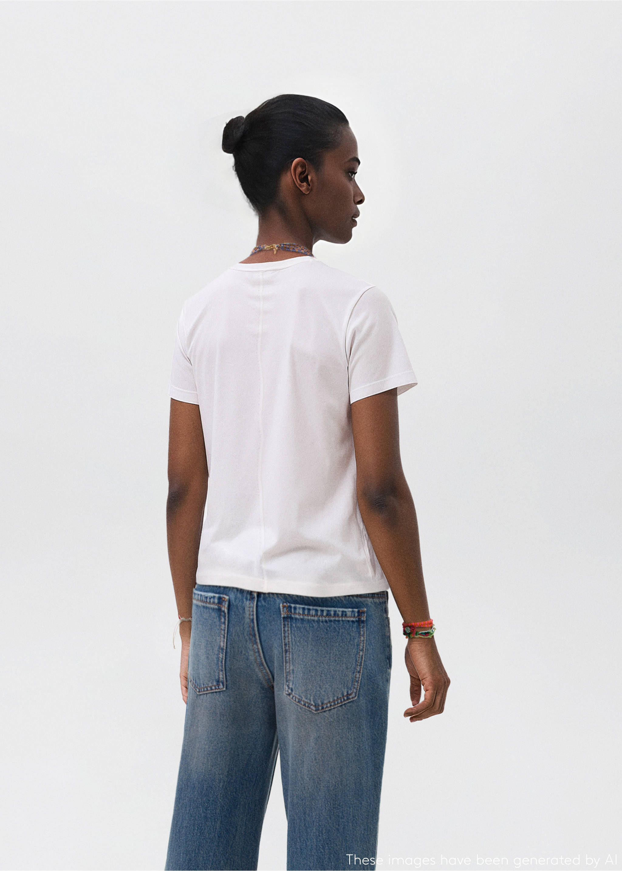 Camiseta texto terciopelo - Reverso del artículo, Blanco roto. Ref: 17007770-00.