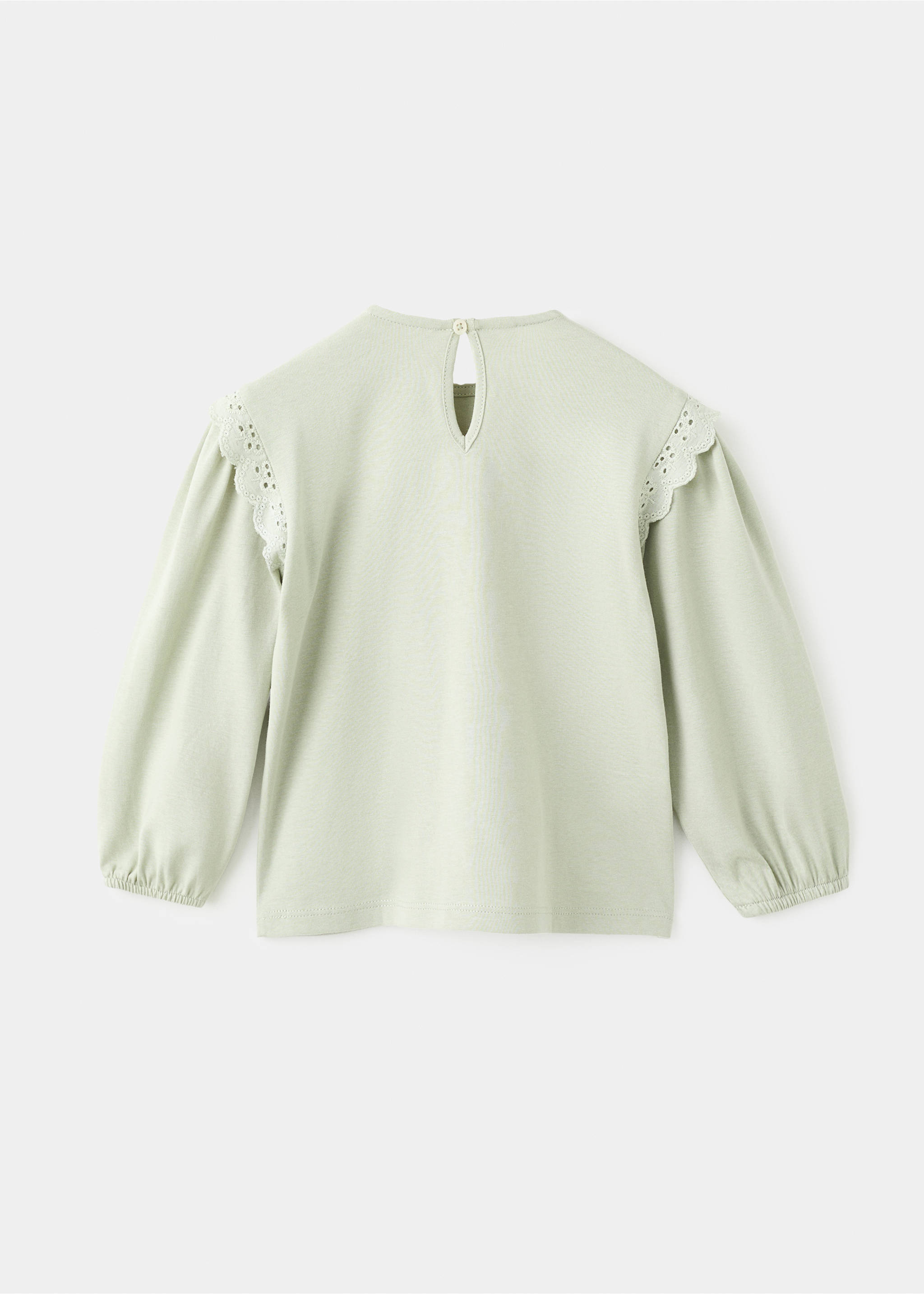 T-shirt with lace details - Reverse of the article, Pastel Green. Ref: 17007772-00.
