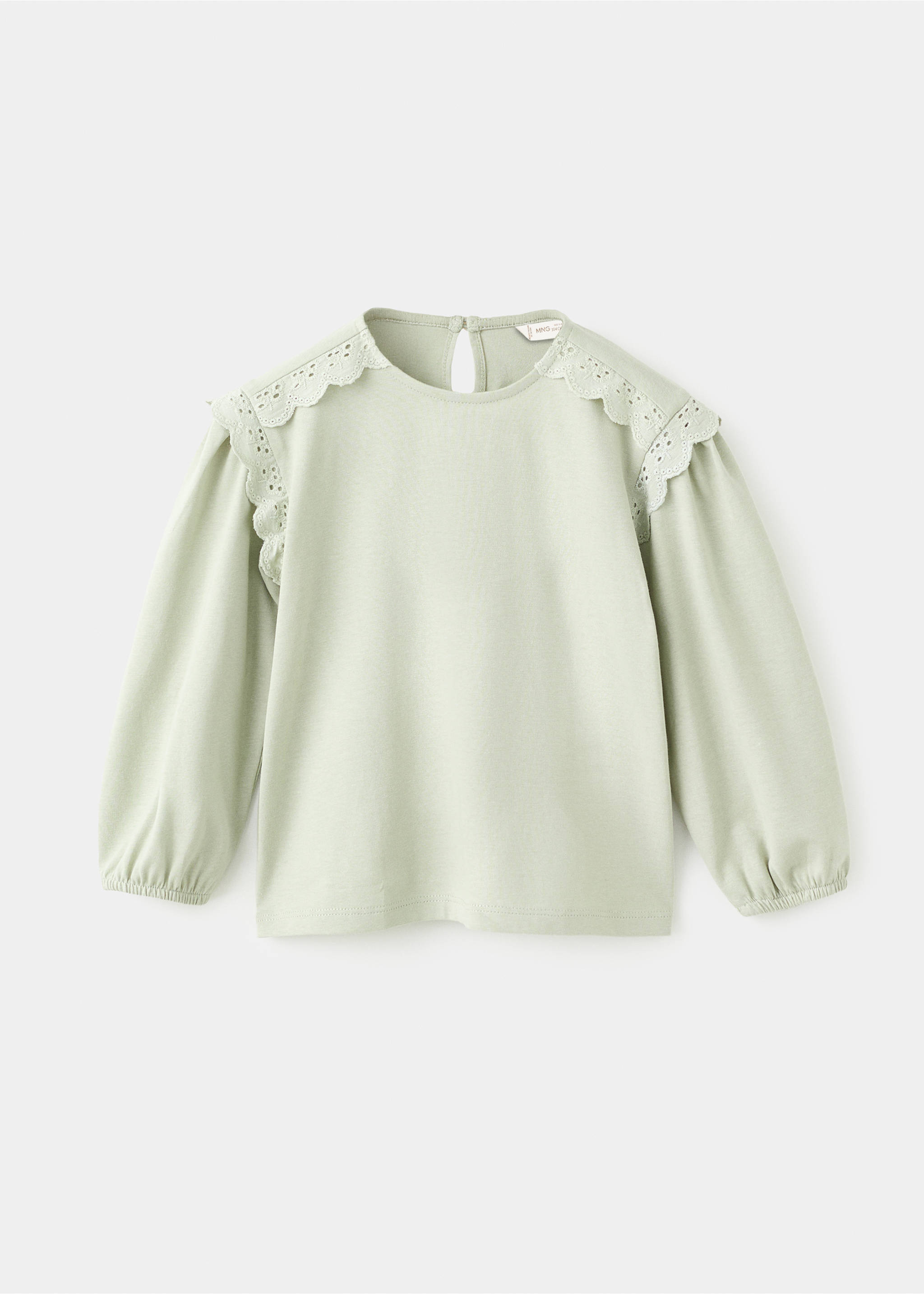 T-shirt with lace details - Article without model, Pastel Green. Ref: 17007772-00.