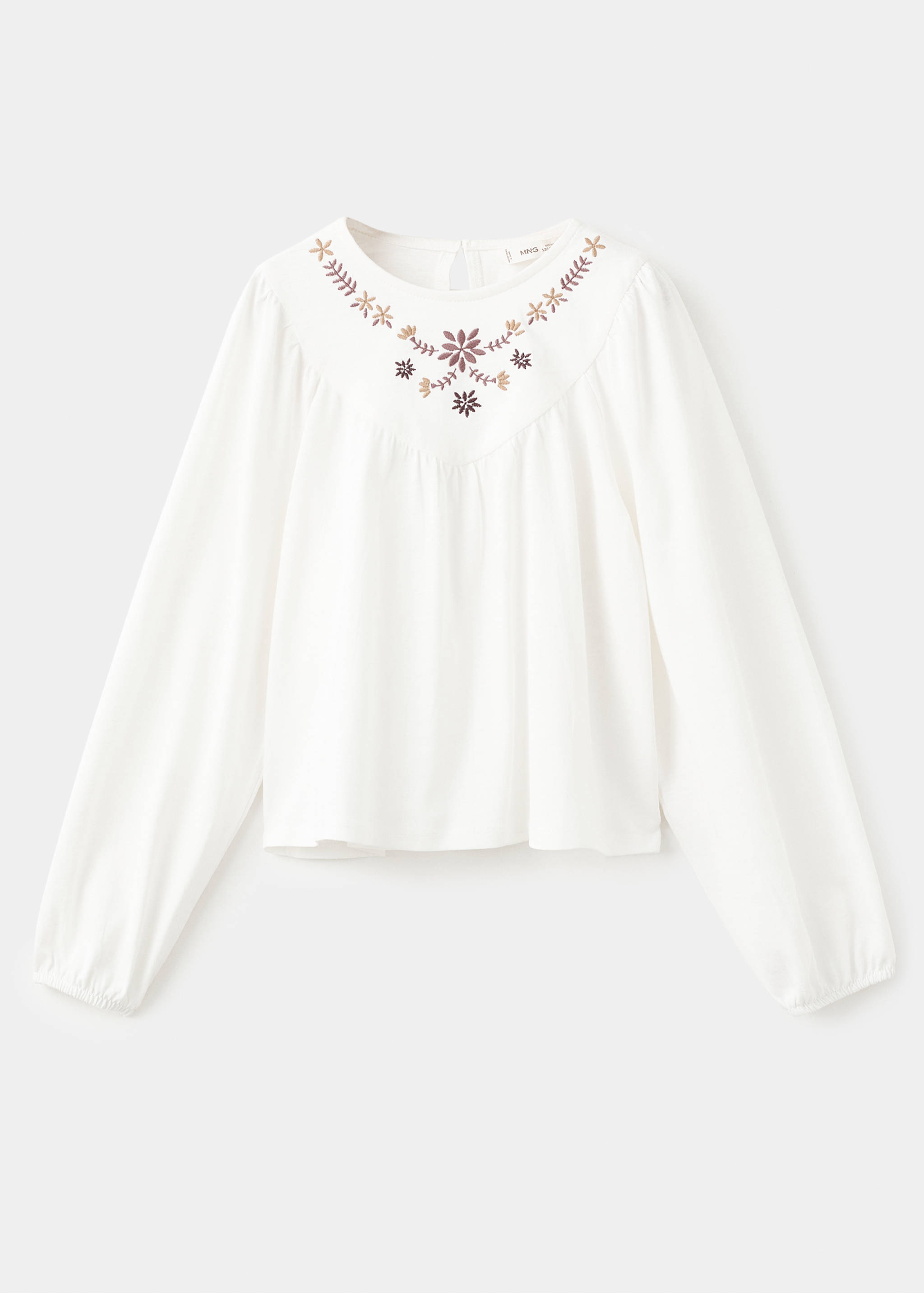 Çiçek işlemeli tişört - Modelsiz ürün