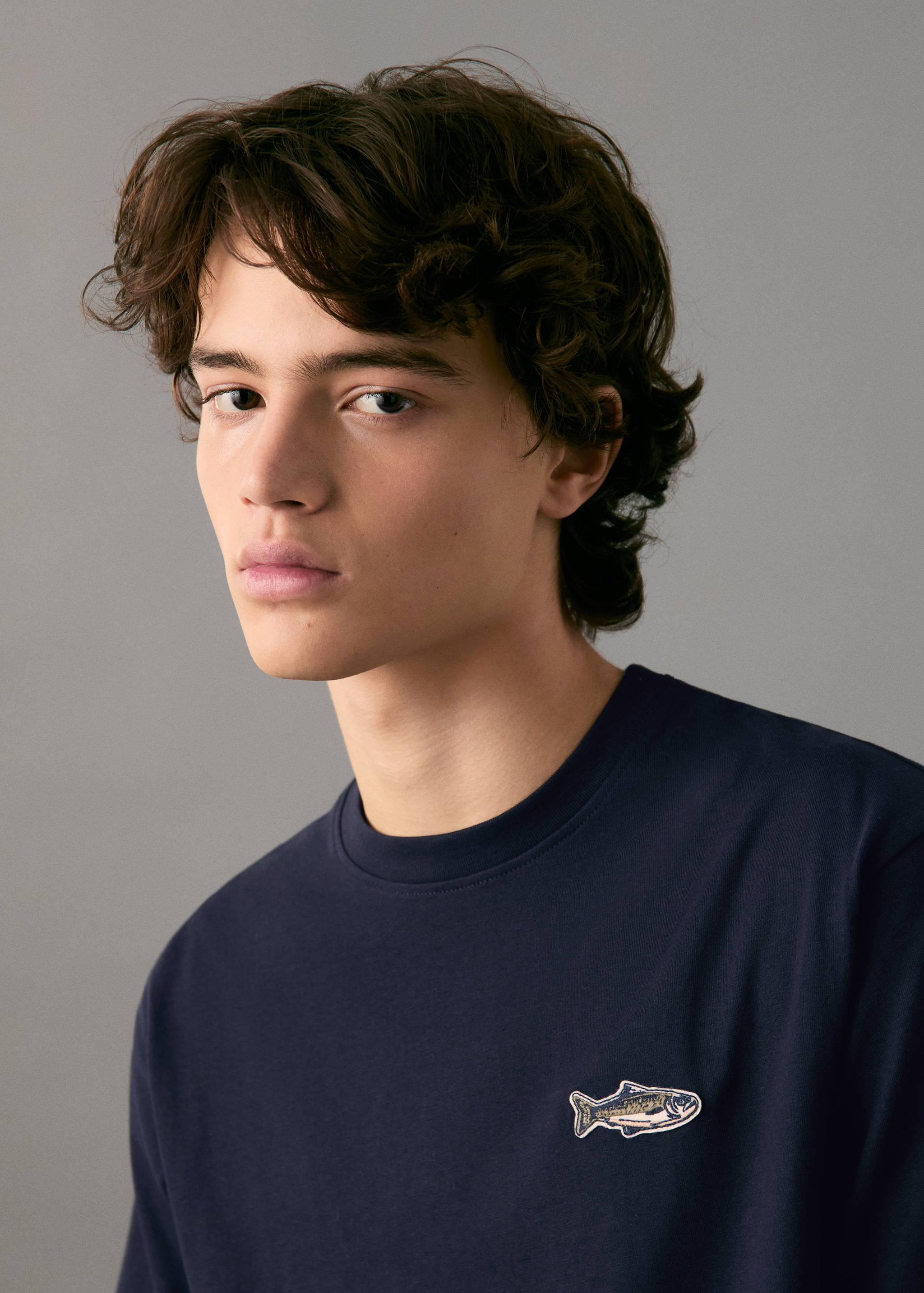 T-shirt en coton avec broderie poisson - Détail de l'article 1