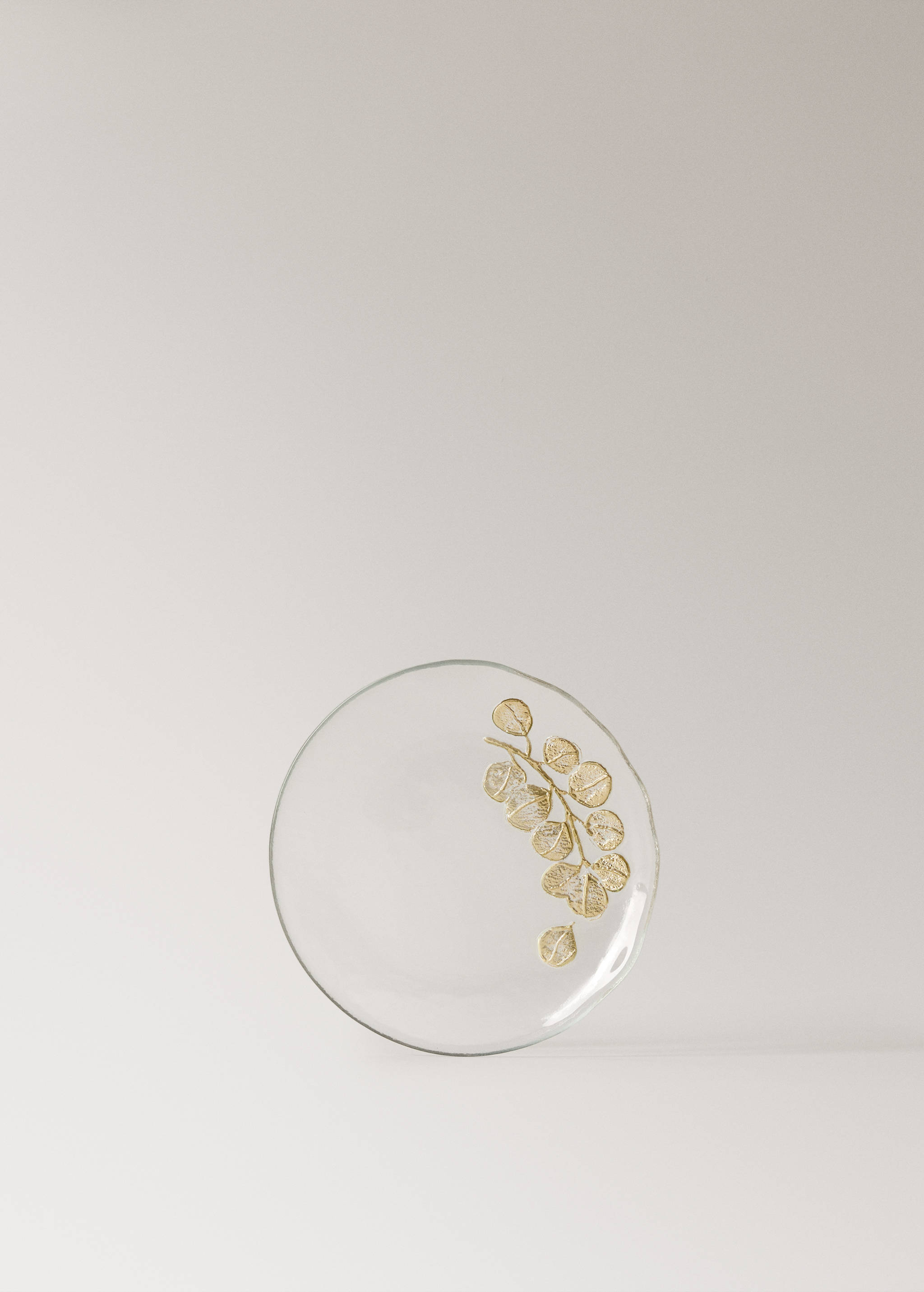 Stakleni desertni tanjur s detaljem eukaliptus - Artikl bez modela