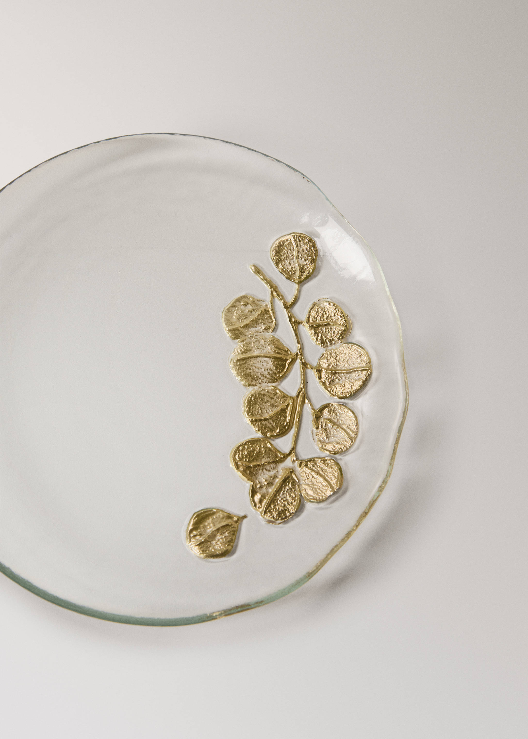 Stakleni desertni tanjur s detaljem eukaliptus - Detalji artikla 1
