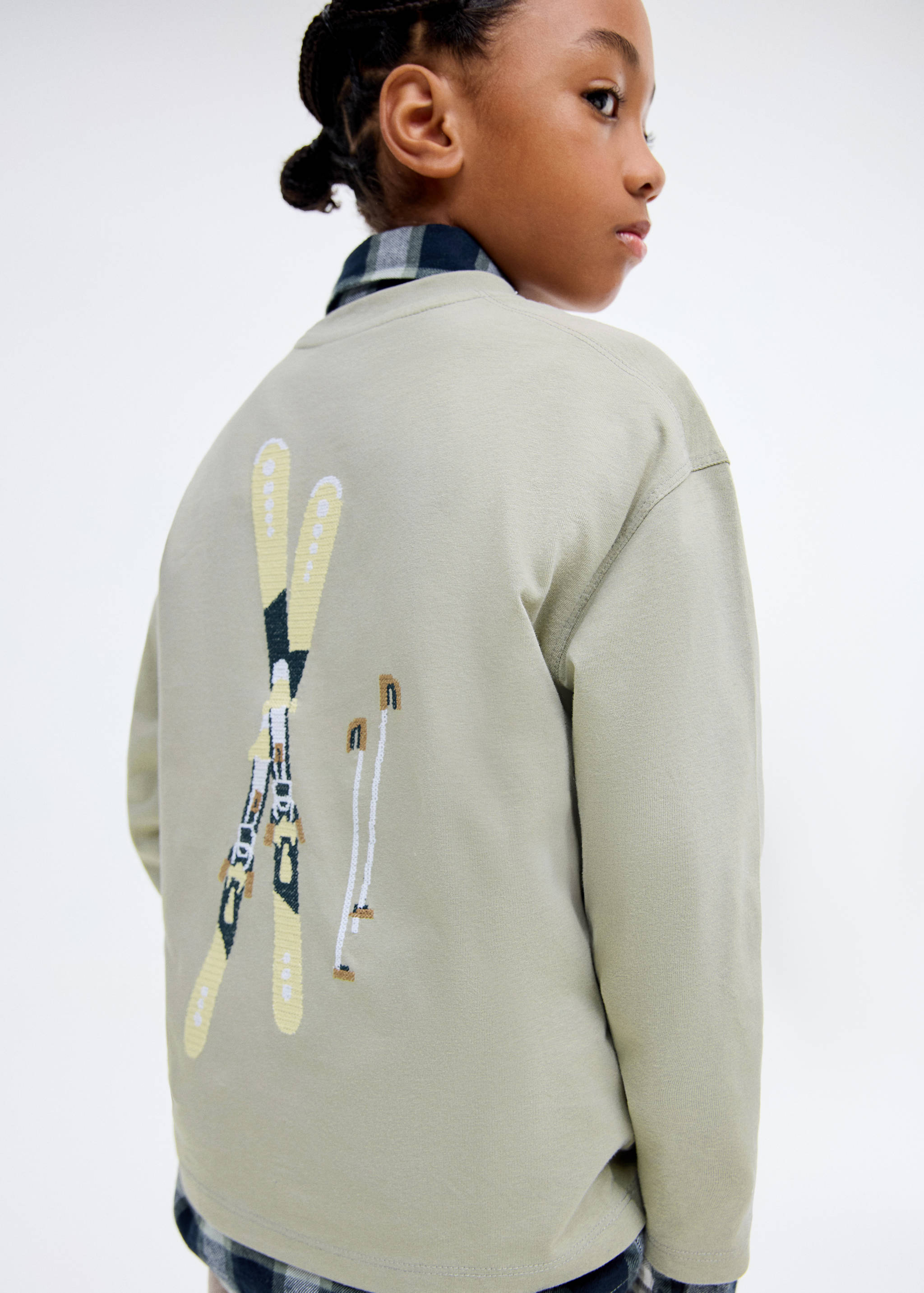 Printed cotton-blend t-shirt - Medium plane