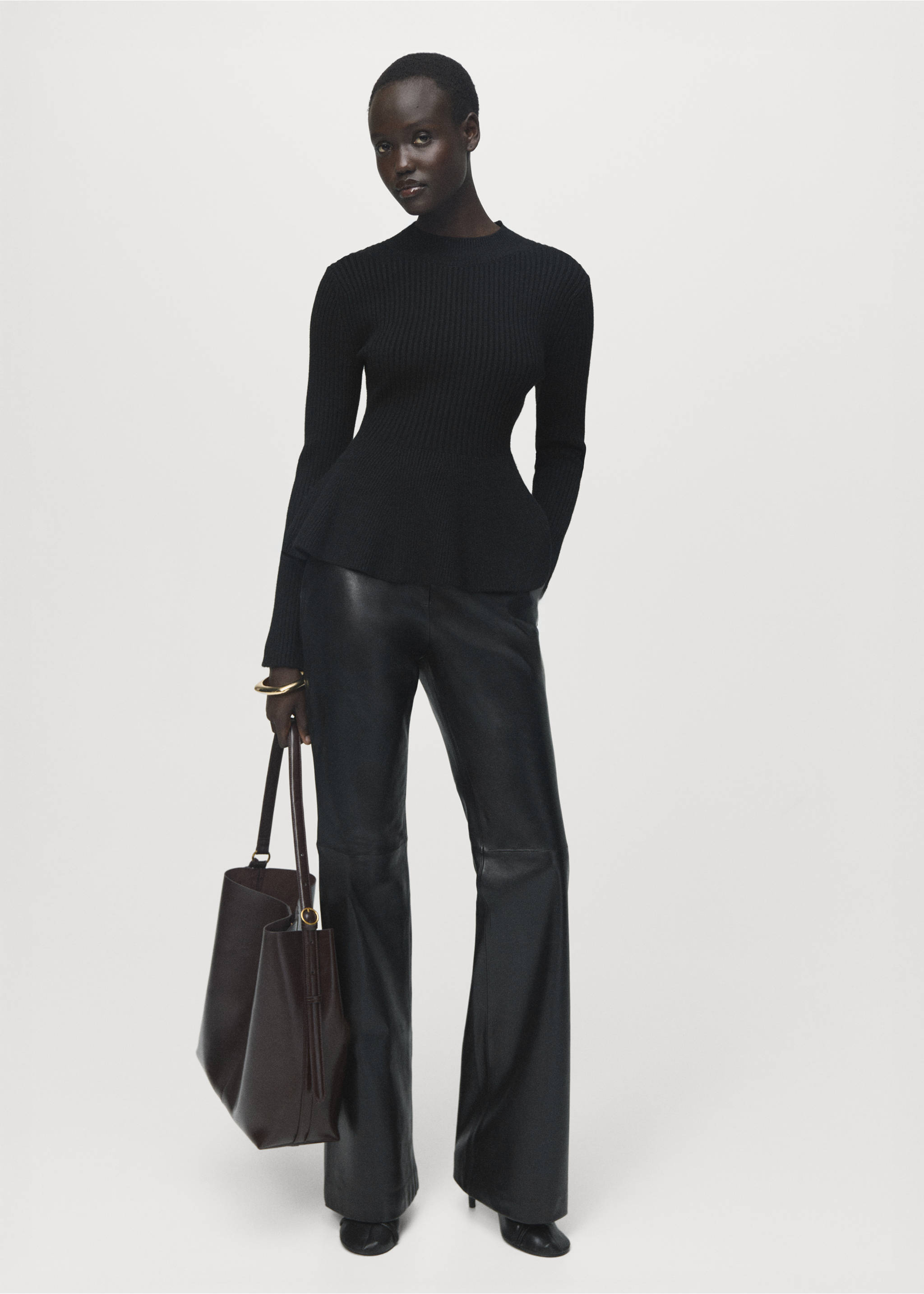 Ribbed peplum sweater - General plane, Black. Ref: 17007783-00.
