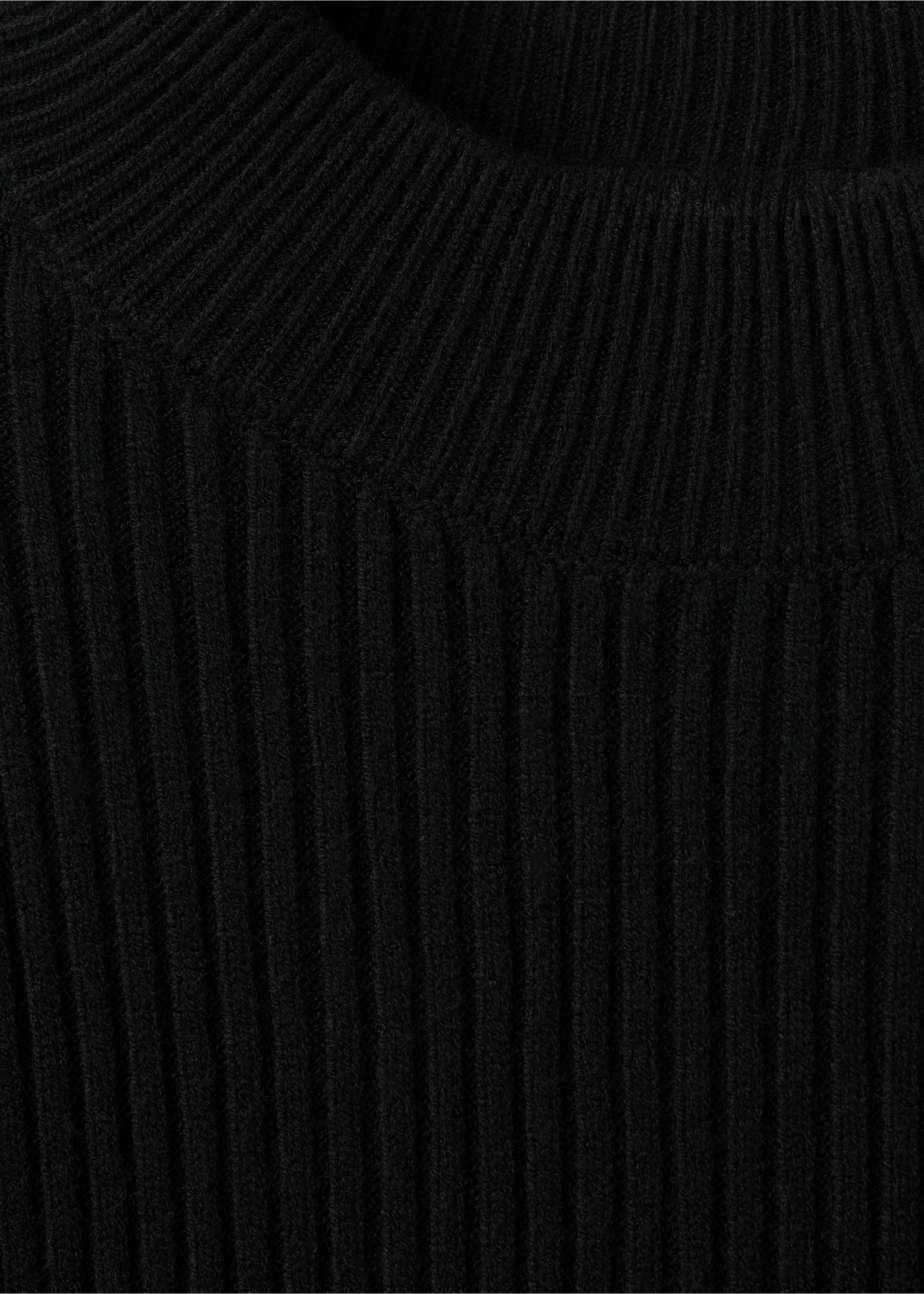 Ribbed peplum sweater - Details of the article 8, Black. Ref: 17007783-00.