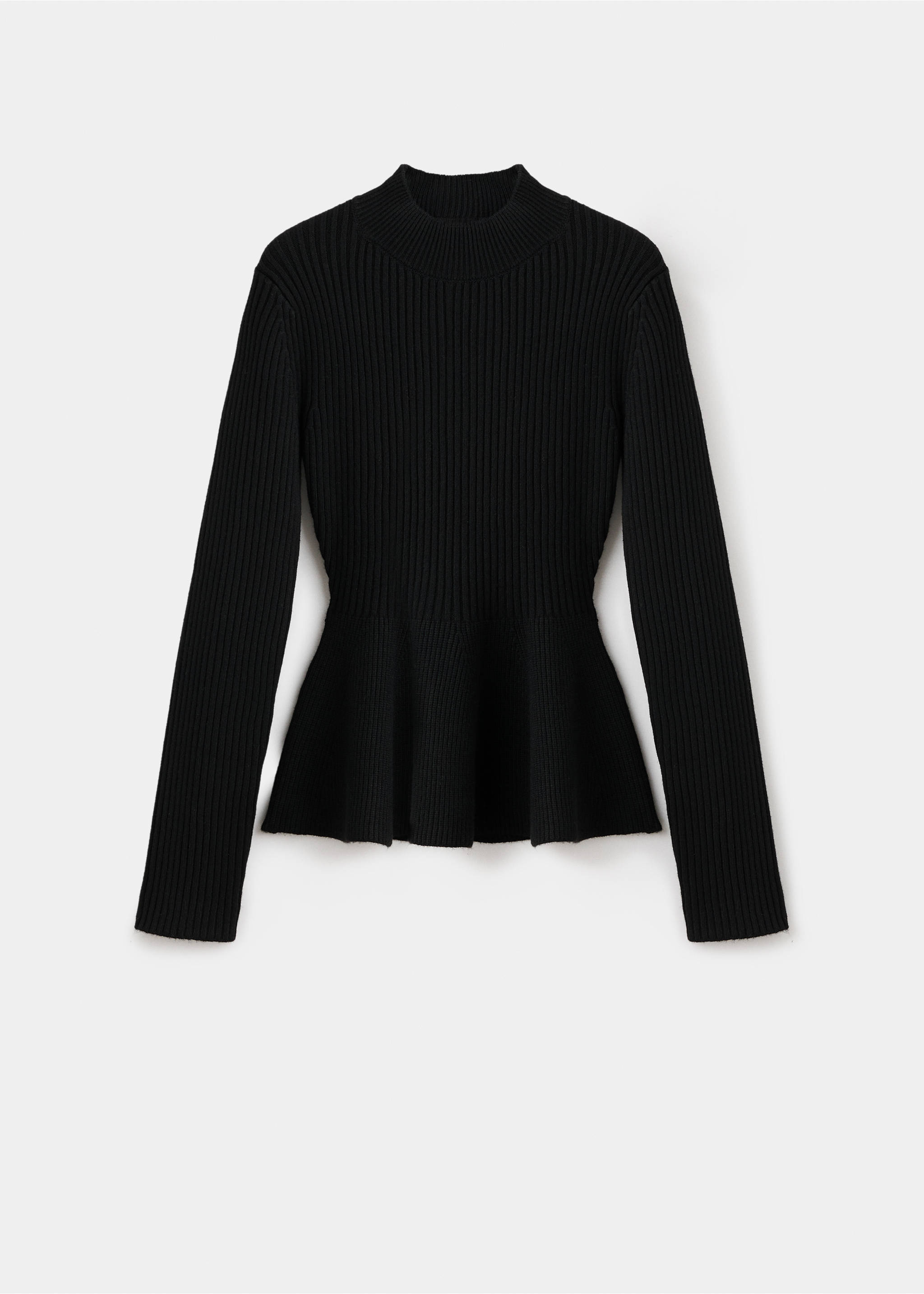 Ribbed peplum sweater - Article without model, Black. Ref: 17007783-00.