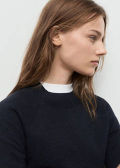 Short-sleeved wool-blend sweater — Navy 4
